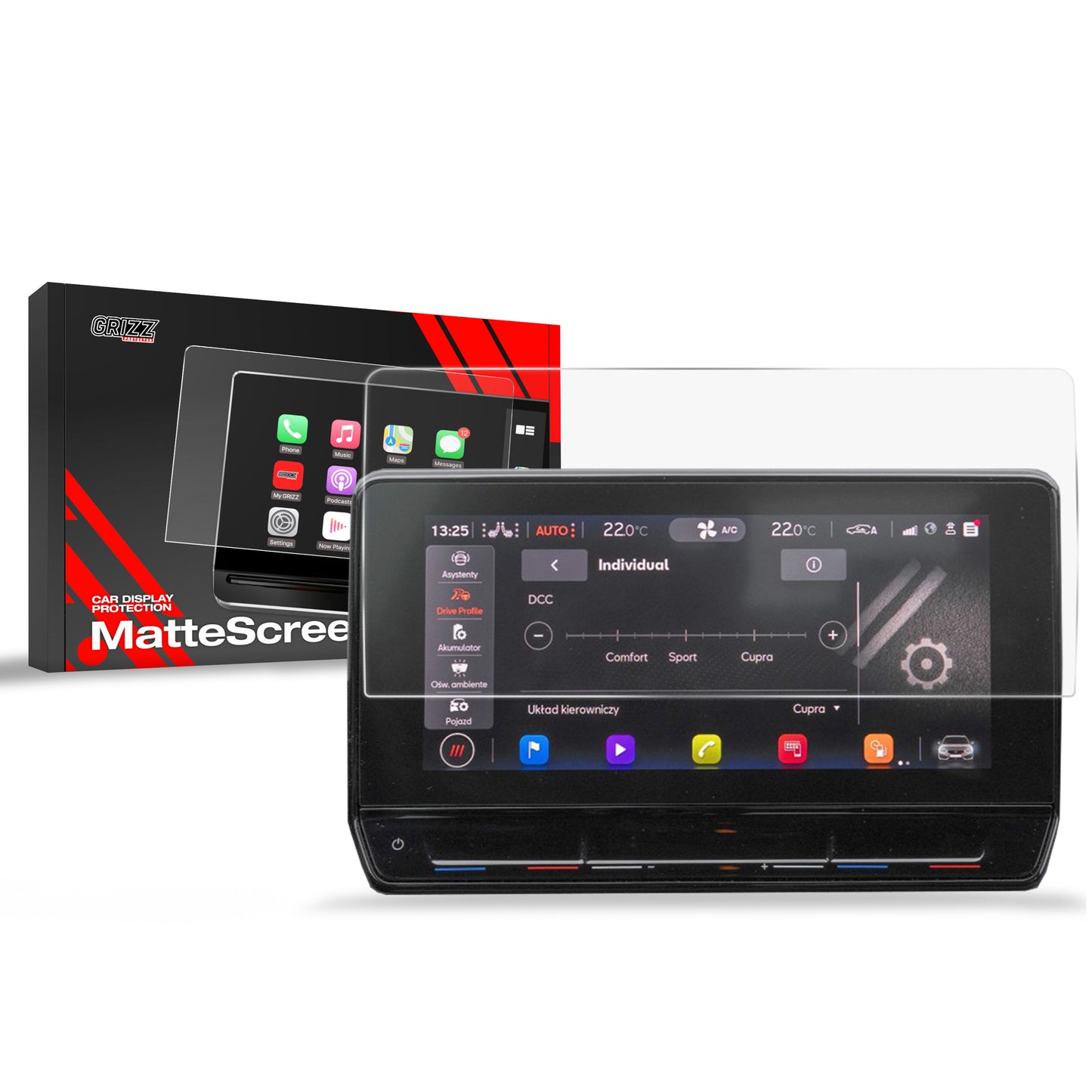 Anti-fingerprint screen film Seat Leon 4 10" (2020-2024) Matte Grizz