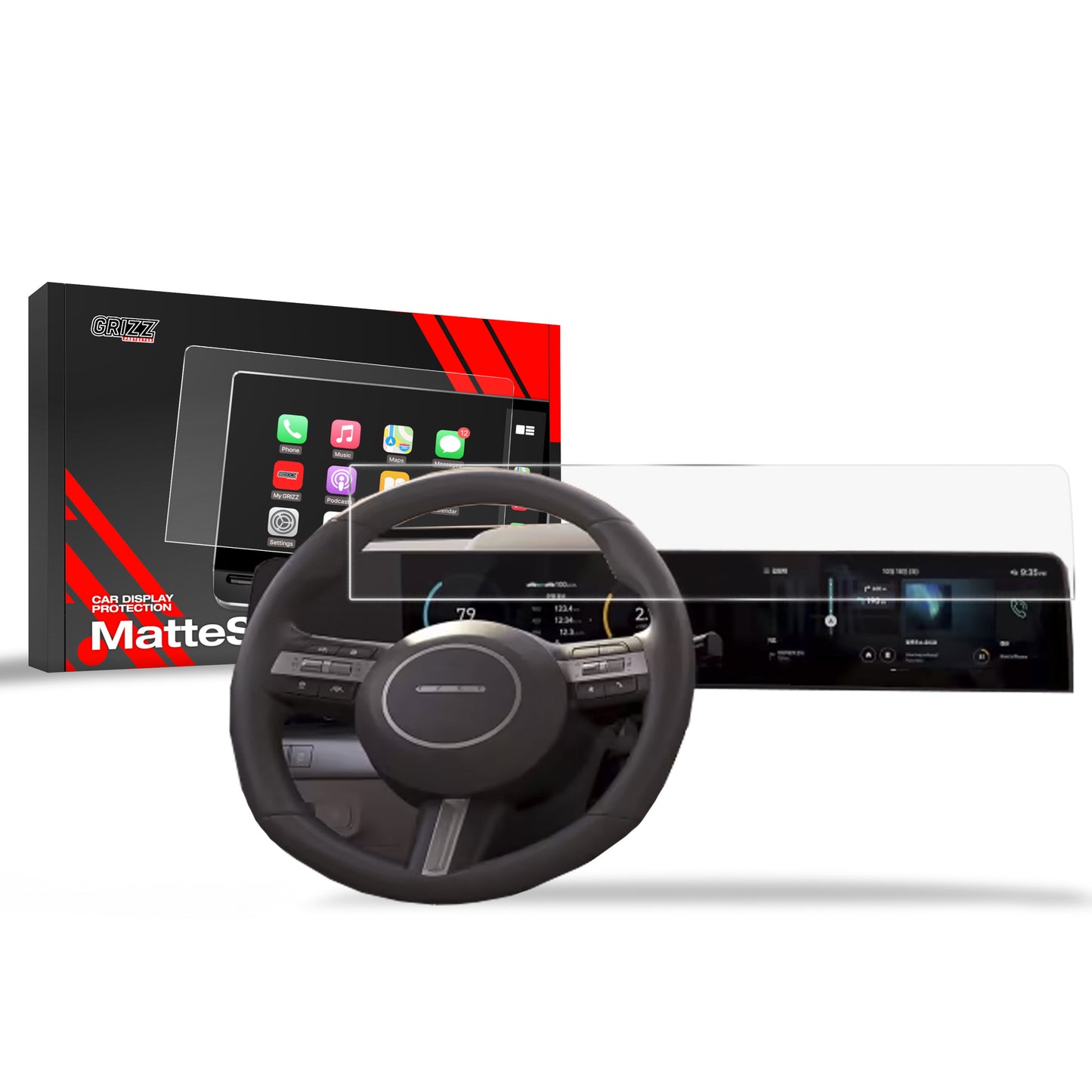 Anti-fingerprint screen film Hyundai Kona (2023-2025) Matte Grizz