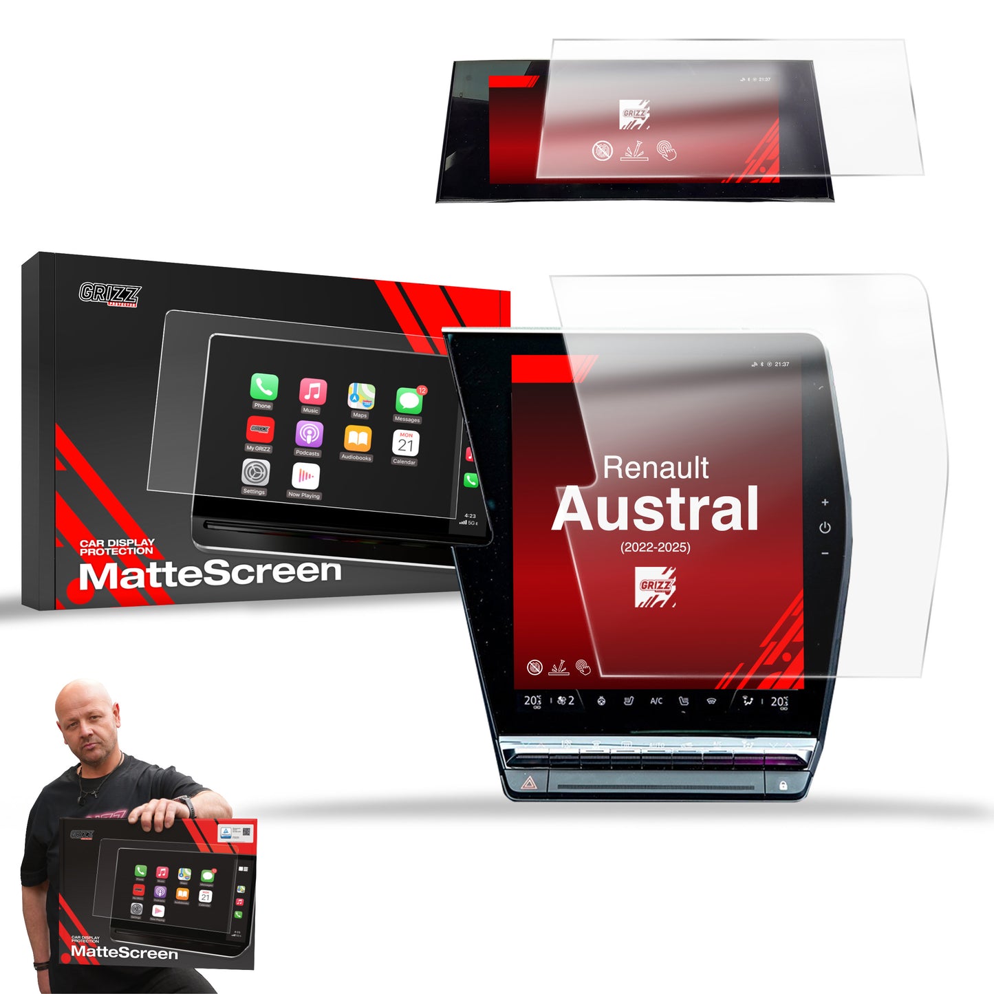 Anti-fingerprint screen film Renault Austral 12” (2022-2025) Matte Grizz 2in1
