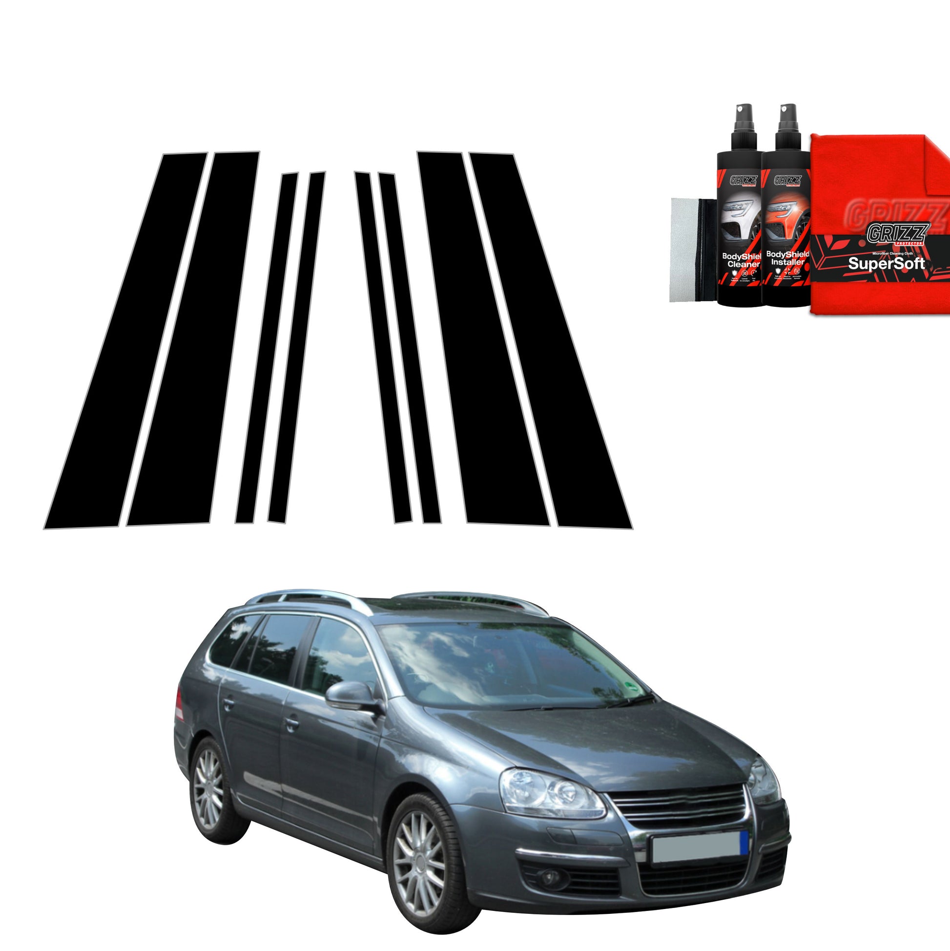 8in1 Black film for pillars Volkswagen Golf 5 Variant (2003-2009)
