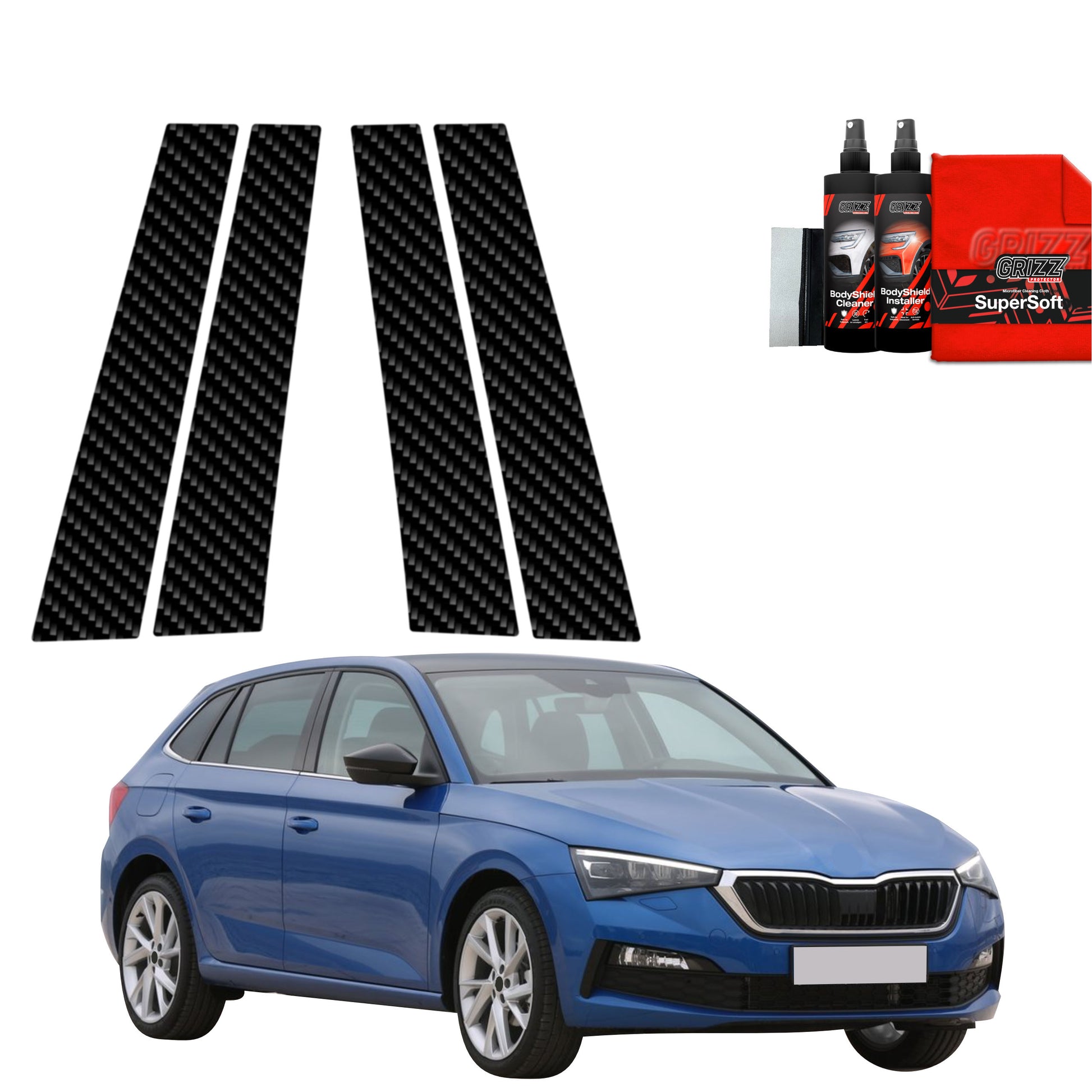 4in1 Anglies pluošto plėvelė statramsčiams Skoda Scala (2019-2023)