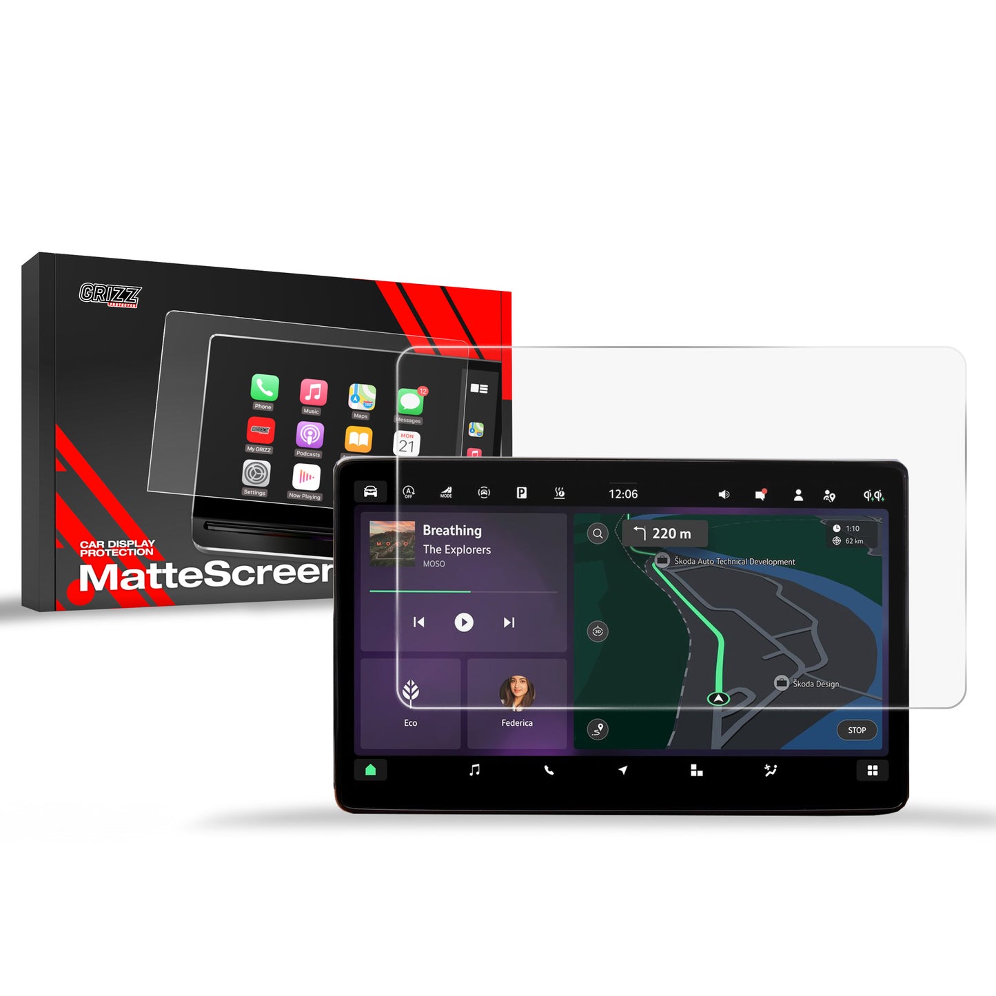Anti-fingerprint screen film Skoda Kodiaq 2 10" (2024-2025) Matte Grizz