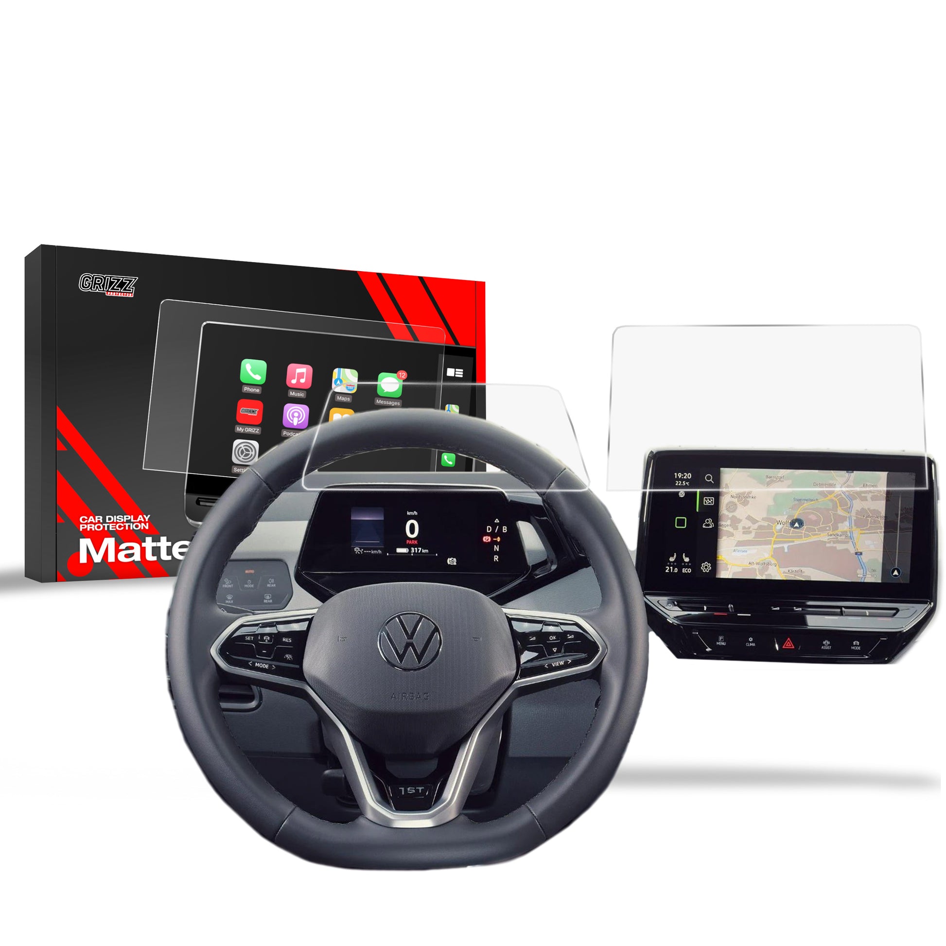 Ekrano plėvelė nuo pirštų atspaudų Volkswagen VW ID.3 Matine Grizz 2in1