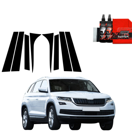 8in1 Juoda plėvelė statramsčiams Skoda Kodiaq (2016-2023)