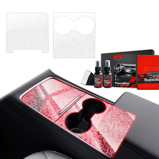 2in1 Grizz protective interior film Tesla Model 3 (2021-2025) Transparent Floral PianoSkin