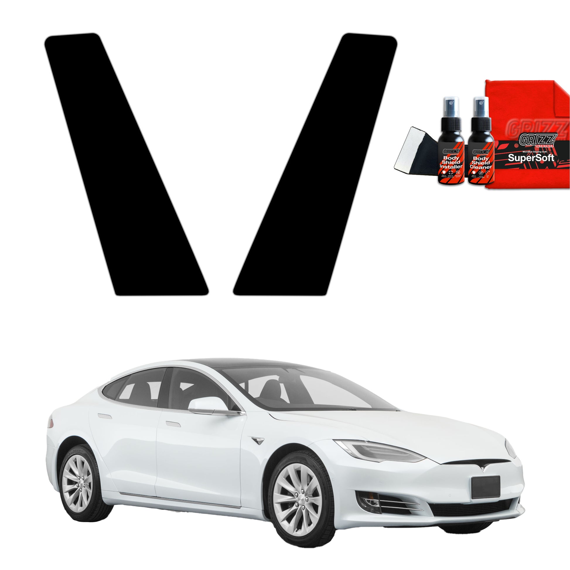 2in1 Juoda plėvelė statramsčiams Tesla Model S (2023-2025)