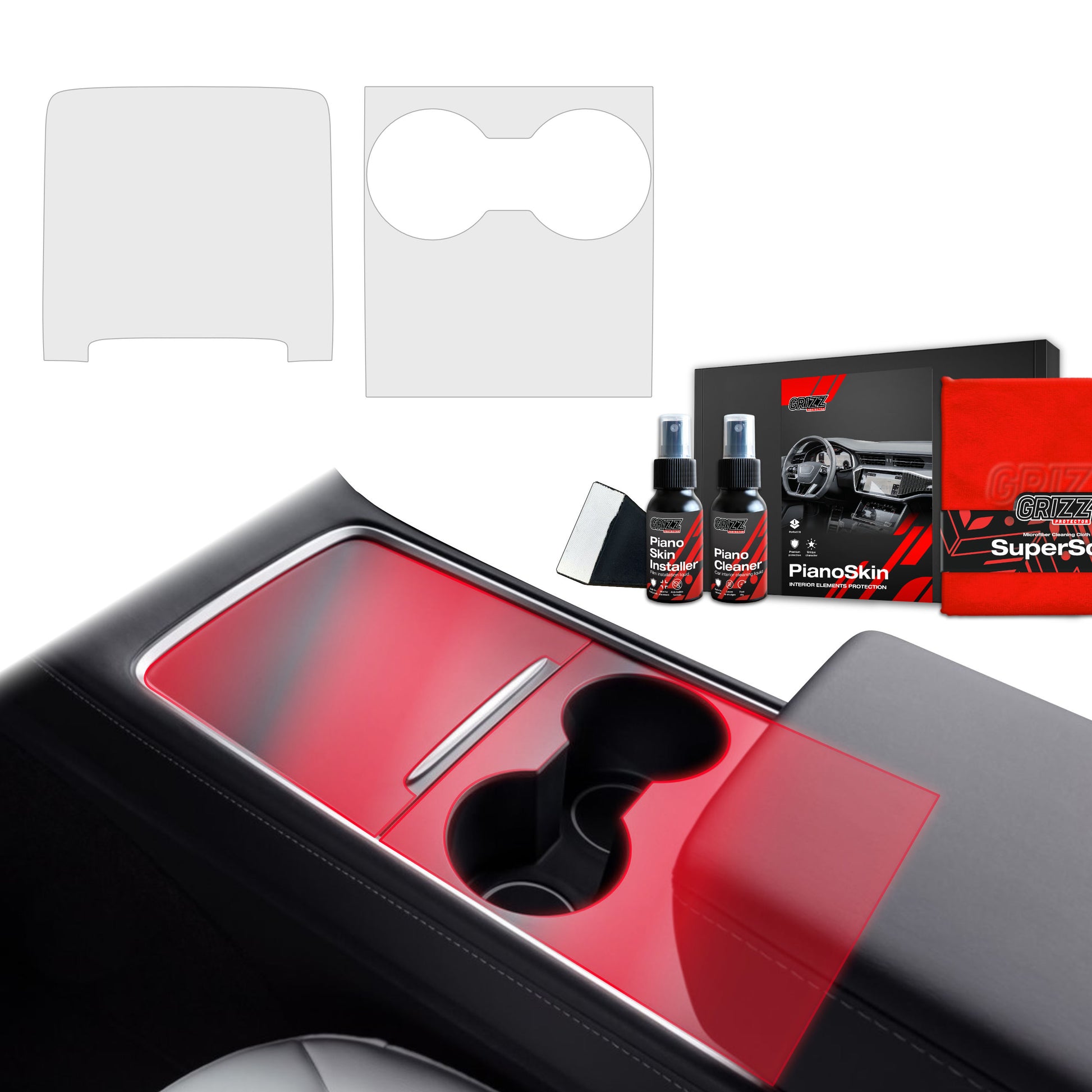 2in1 Grizz protective interior film Tesla Model 3 (2021-2025) Anti-fingerprint PianoSkin