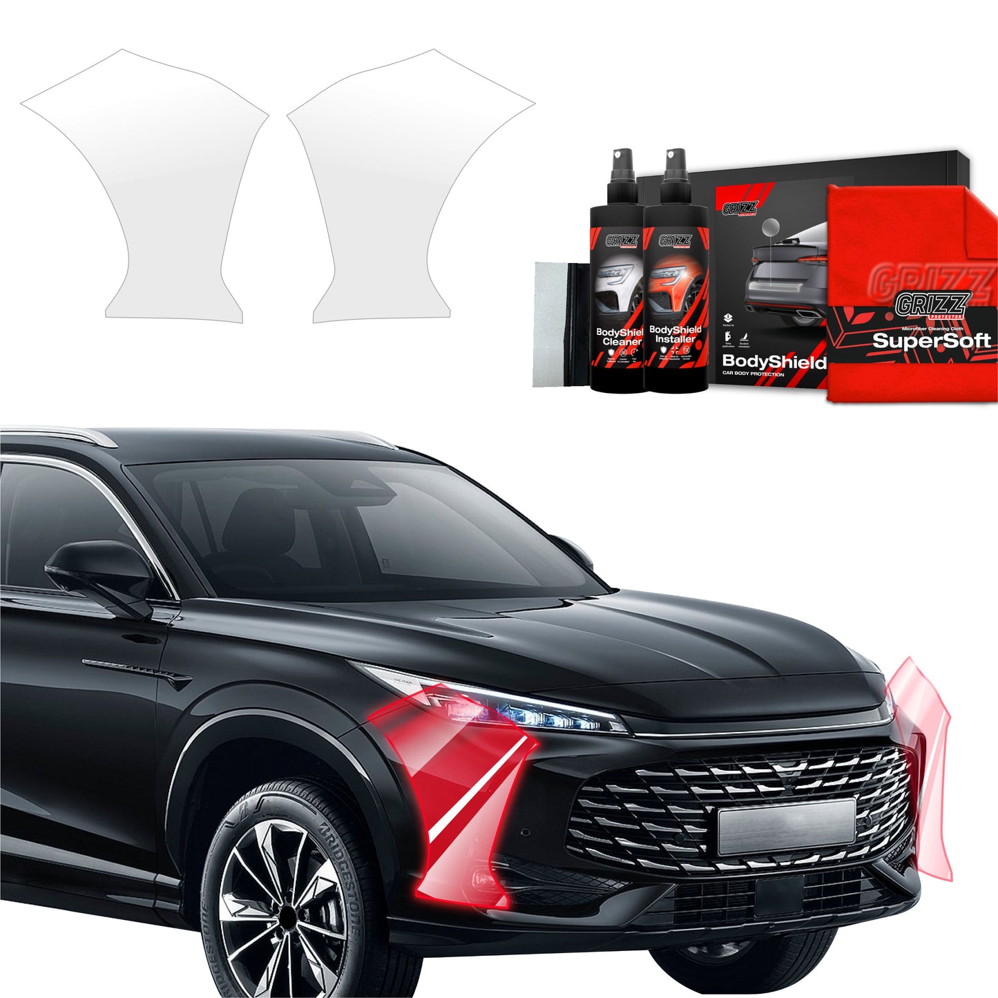 2in1 Protective film for the side of the bumper for  MG HS (2024-2025)