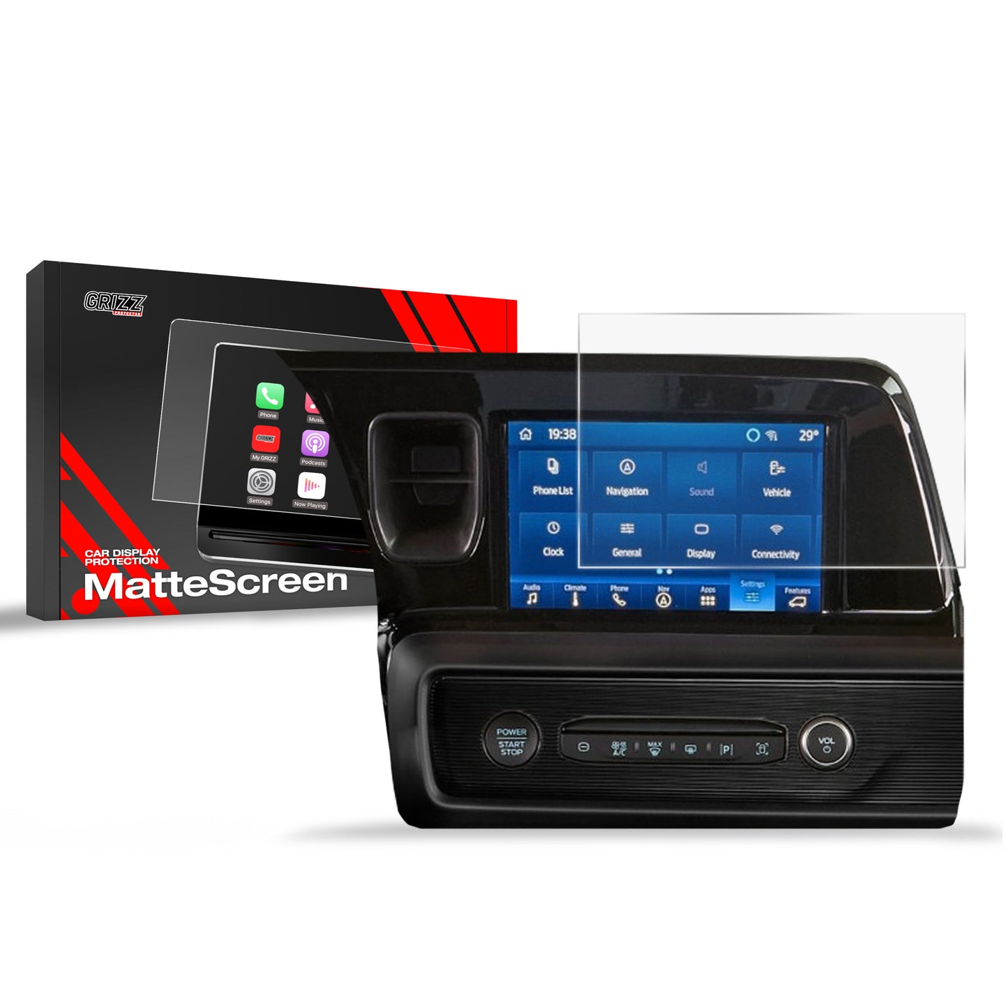 Anti-fingerprint screen film Ford Courier 8" (2023-2025) Matte Grizz