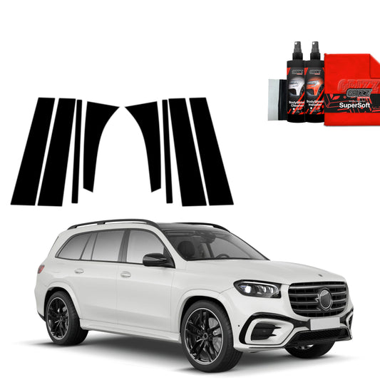 8in1 Juoda plėvelė statramsčiams Mercedes GLS 450d (2023-2025)