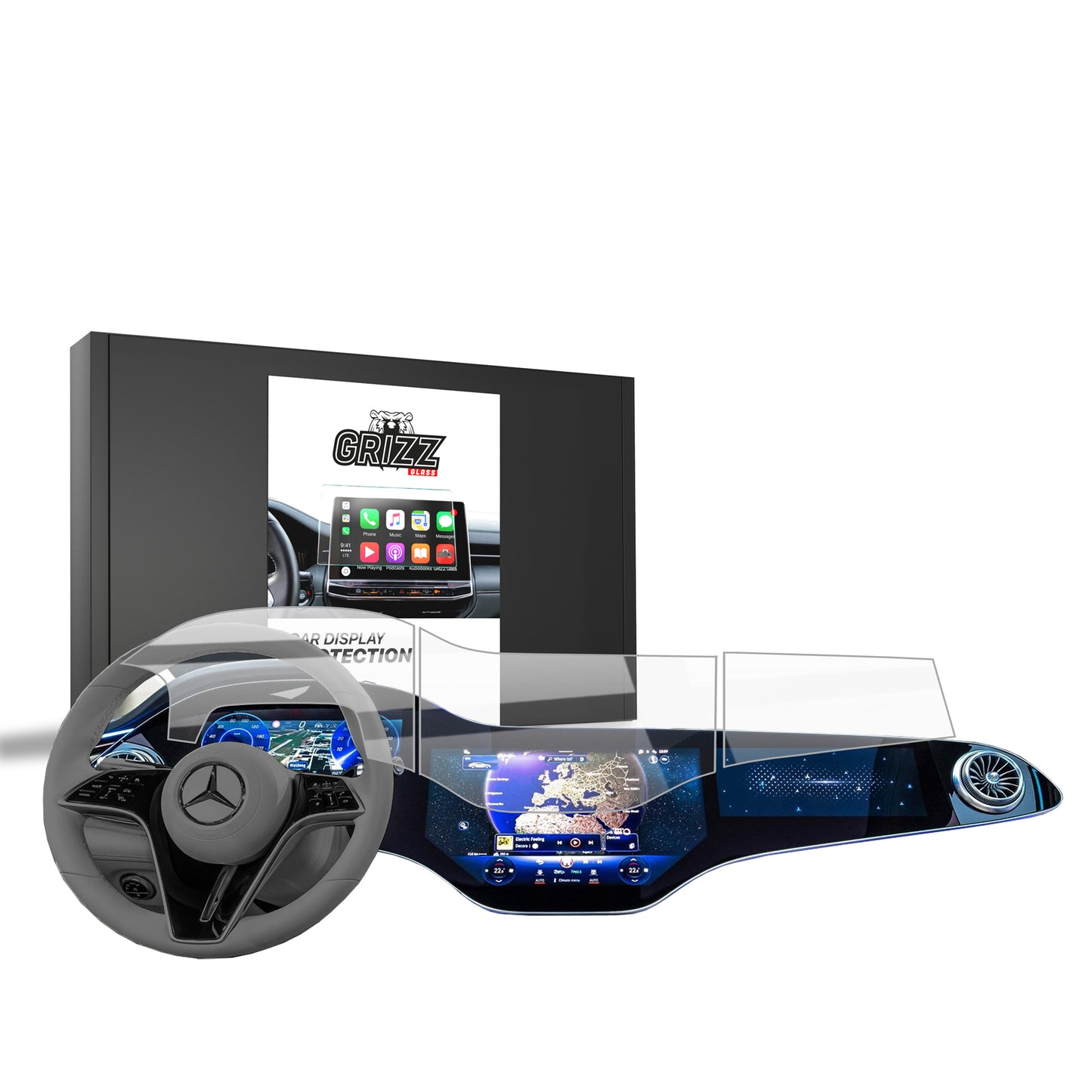 Ceramic screen film Mercedes EQS Hyperscreen (2021-2025) Grizz 3in1