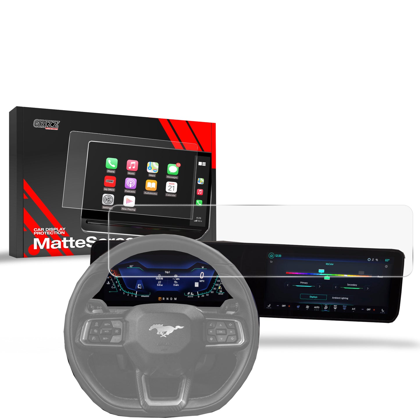 Anti-fingerprint screen film Ford Mustang 7 (2023-2025) Matte Grizz