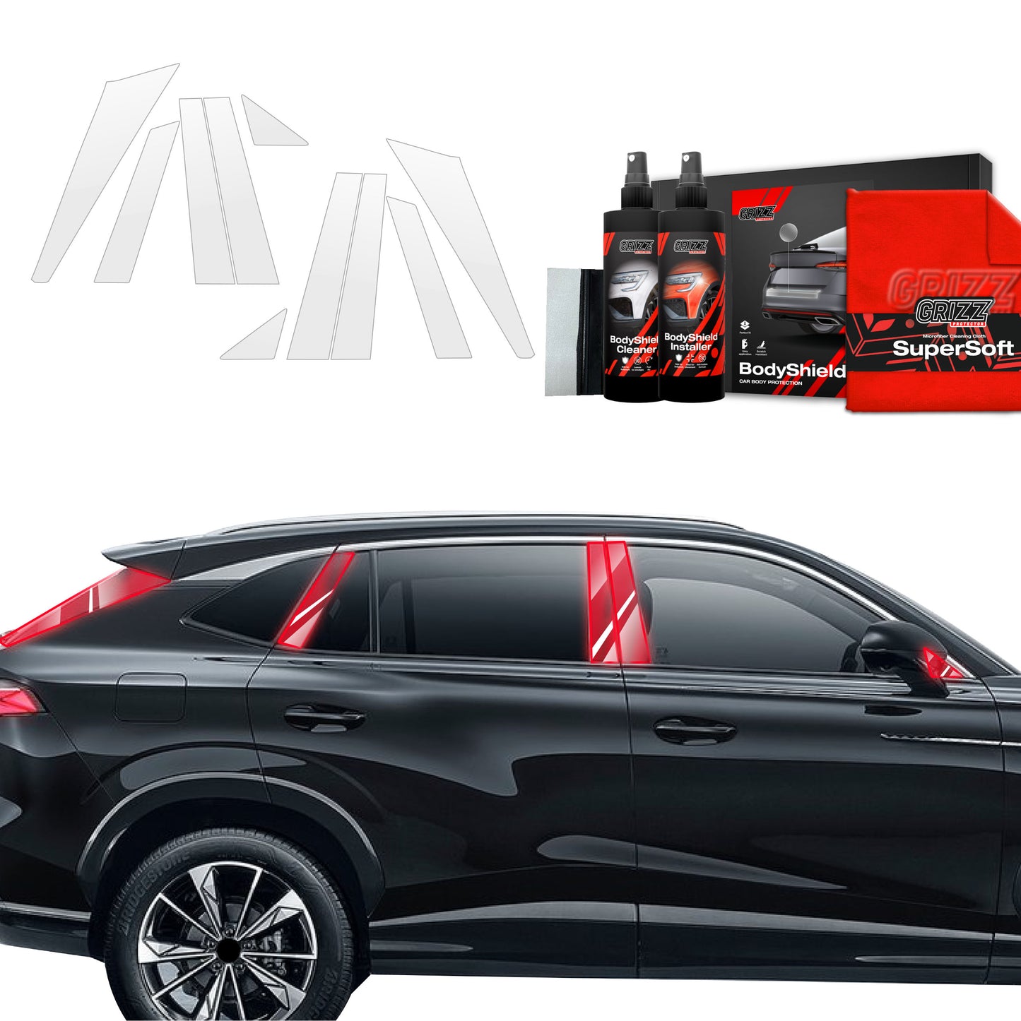 10in1 Protective film for pillars for MG HS (2024-2025)