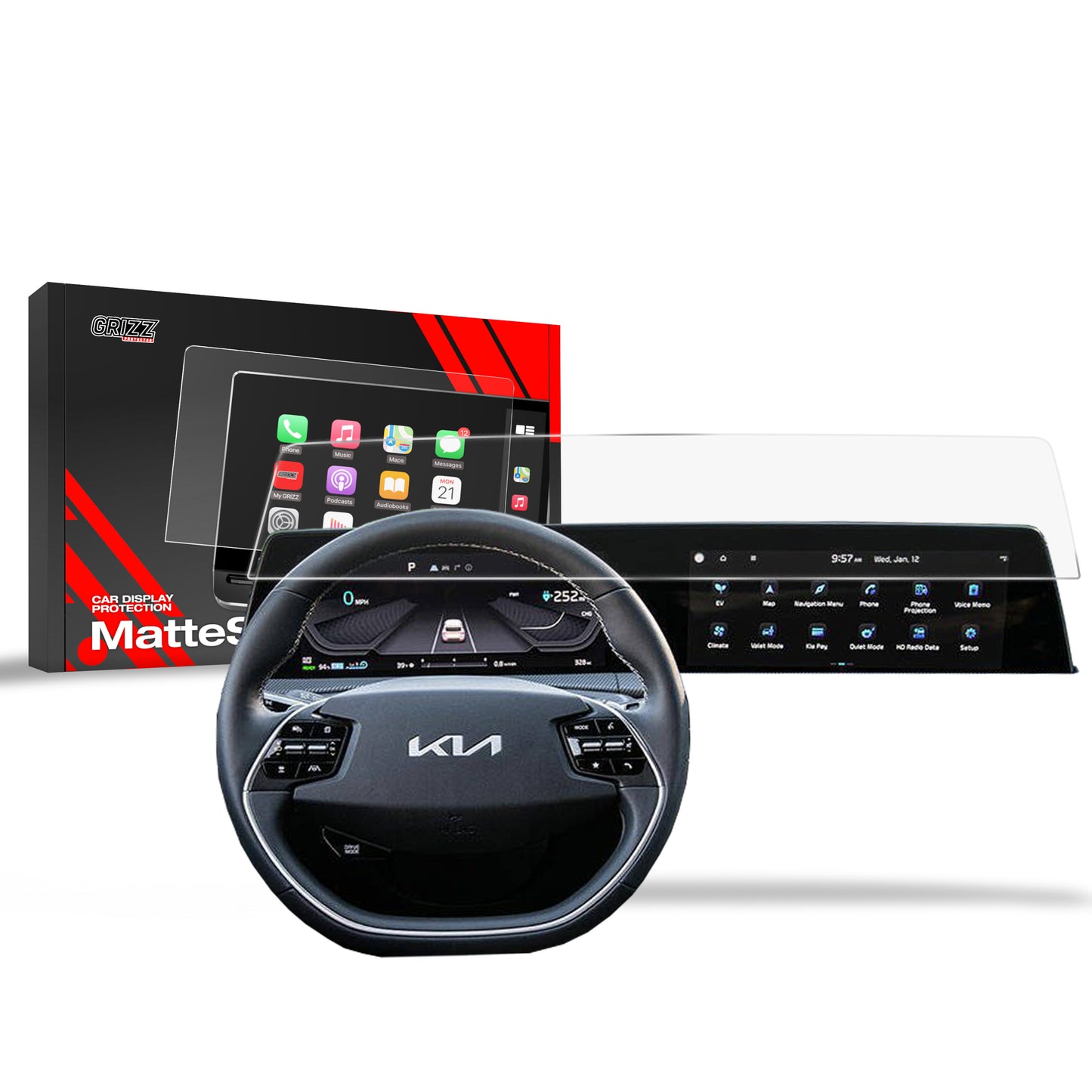Anti-fingerprint screen film Kia EV6 GT (2021-2024) Matte Grizz