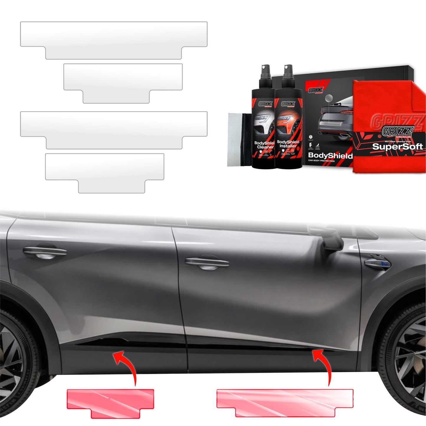 4in1 PPF protective wrap for the door sills for  Renault Captur (2024-2025) Grizz