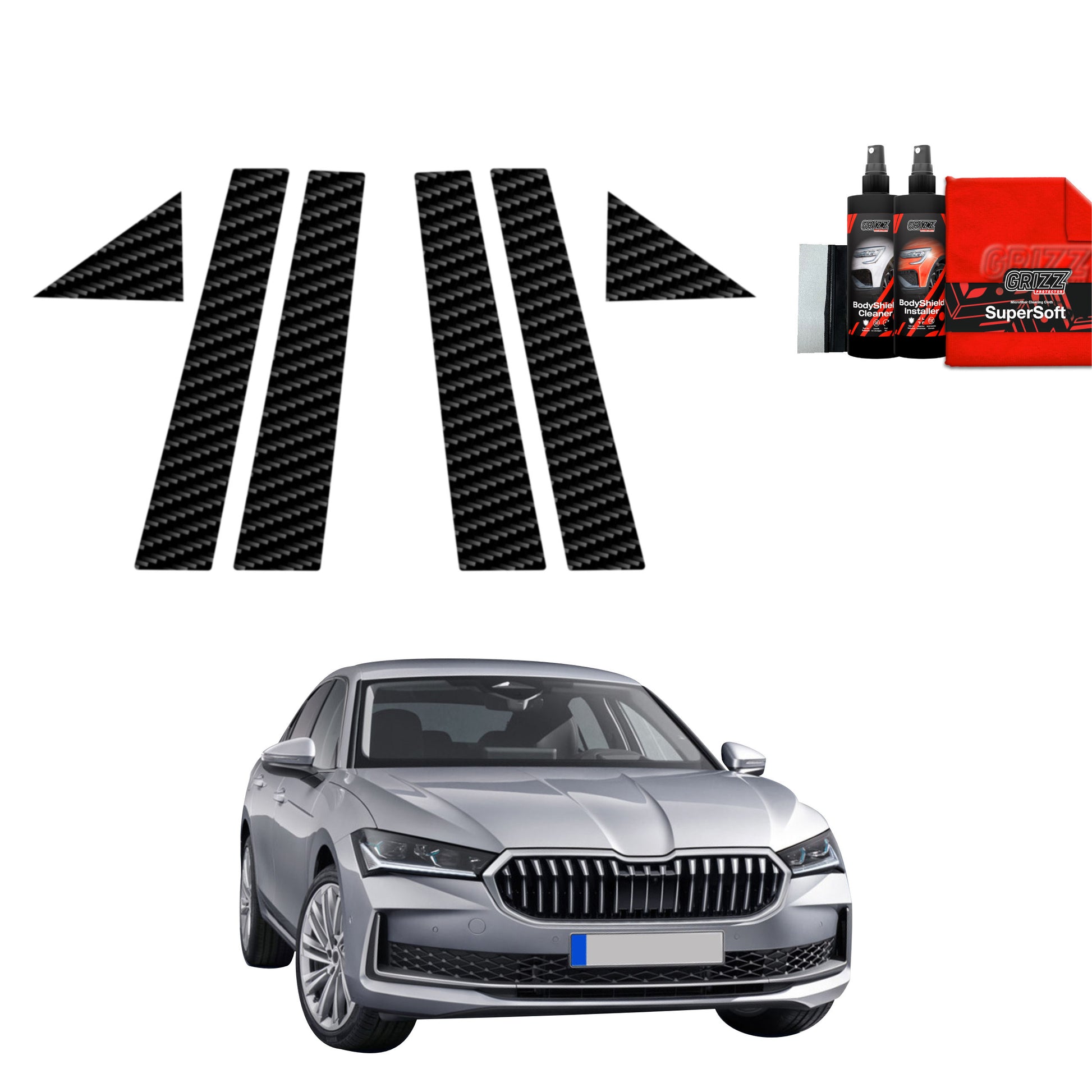 6in1 Anglies pluošto plėvelė statramsčiams Skoda Superb 4 Liftback (2024-2025)