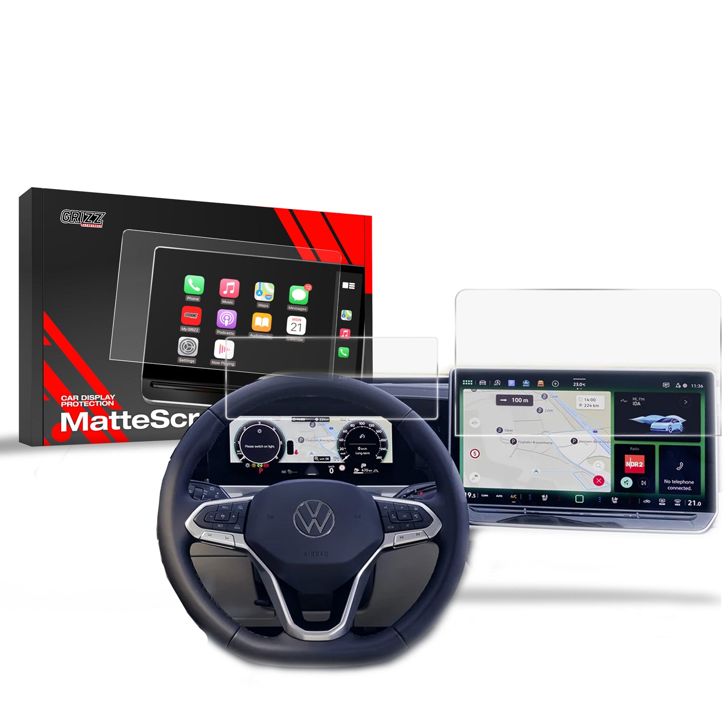 Anti-fingerprint screen film Volkswagen VW Passat B9 15" (2024-2025) Matte Grizz 2in1