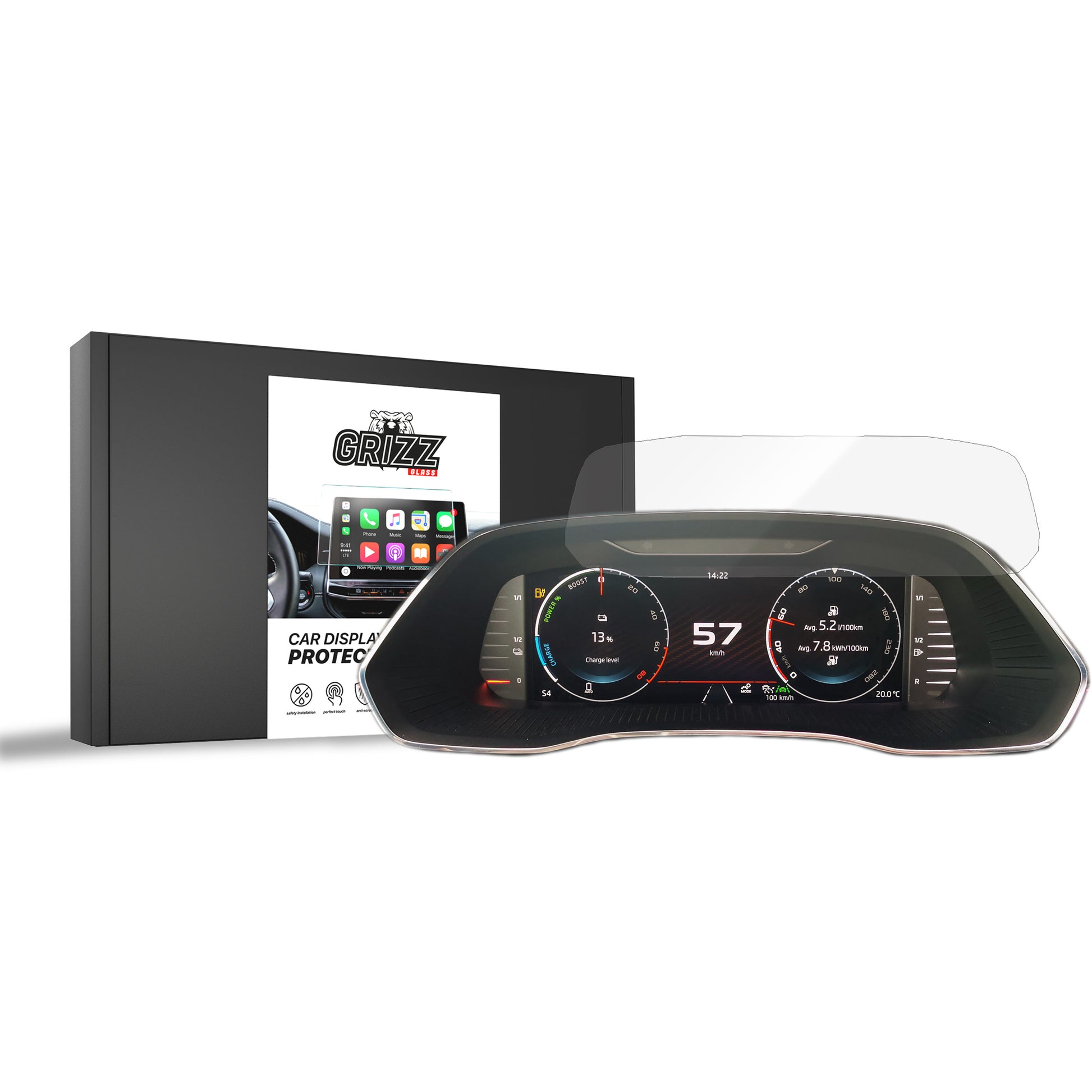 Keraminė ekrano plėvelė Skoda Kodiaq Virtual Cockpit 10,25" (2021-2025) Grizz
