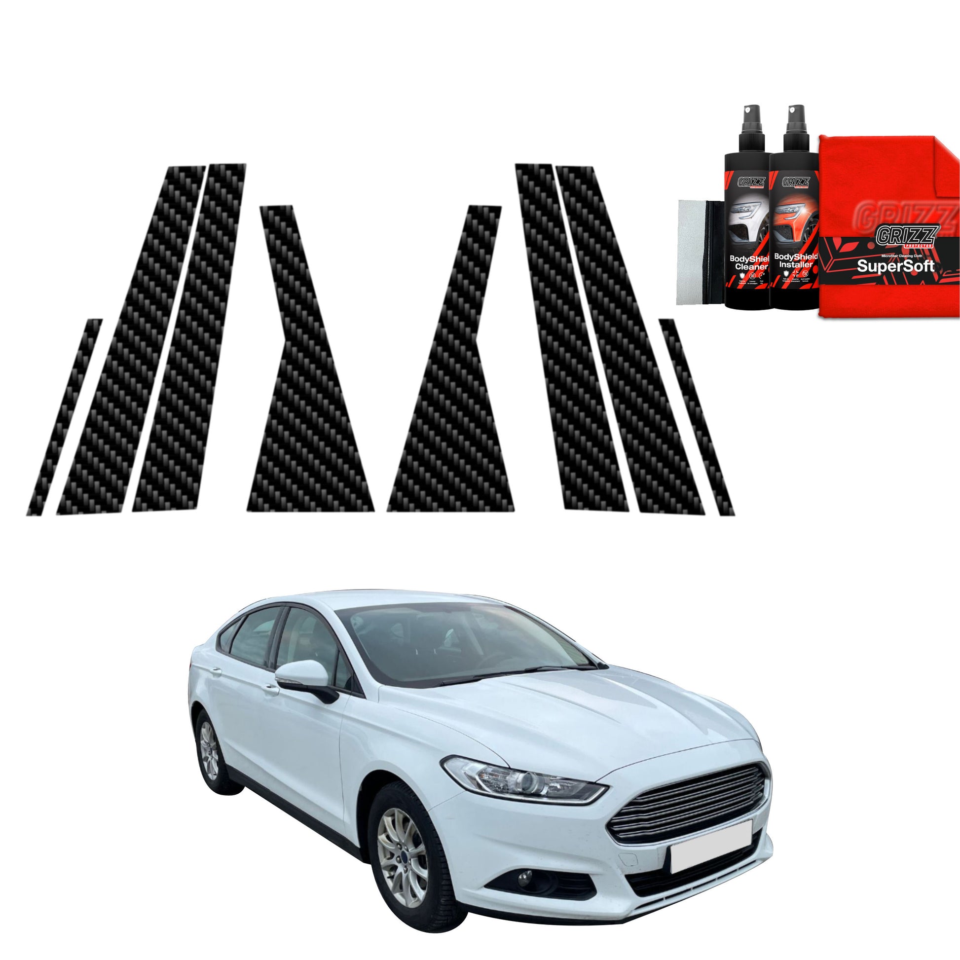 8in1 Carbon Fiber Film for Pillars Ford Mondeo Mk5 Sedan (2014-2019)