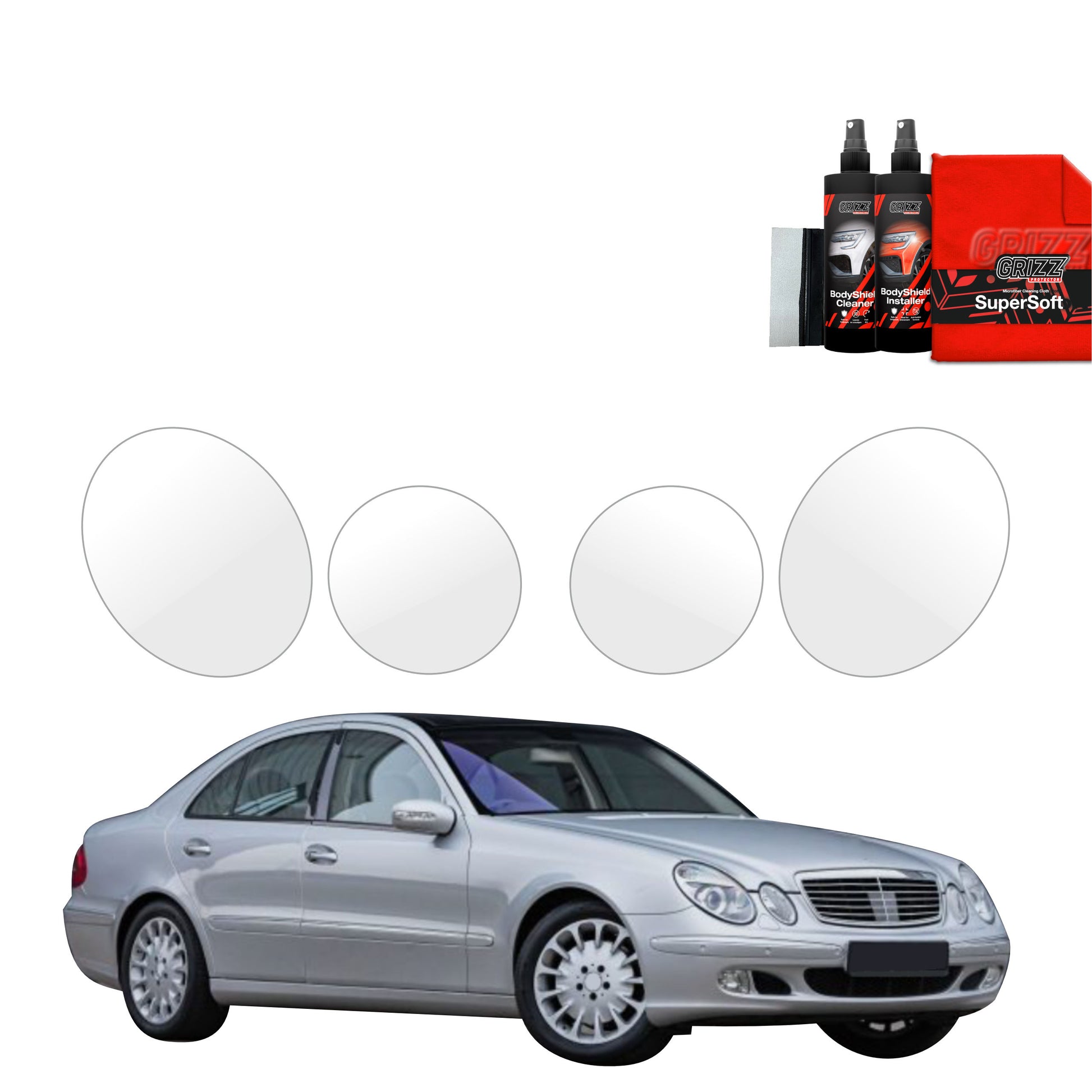 4in1 Apsauginė plėvelė žibintams  Mercedes Benz E Klasa W211 Sedan (2002-2009)
