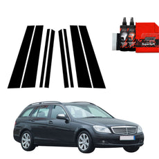 8in1 Juoda plėvelė statramsčiams Mercedes Benz C Klasa S204 Kombi (2007-2011)