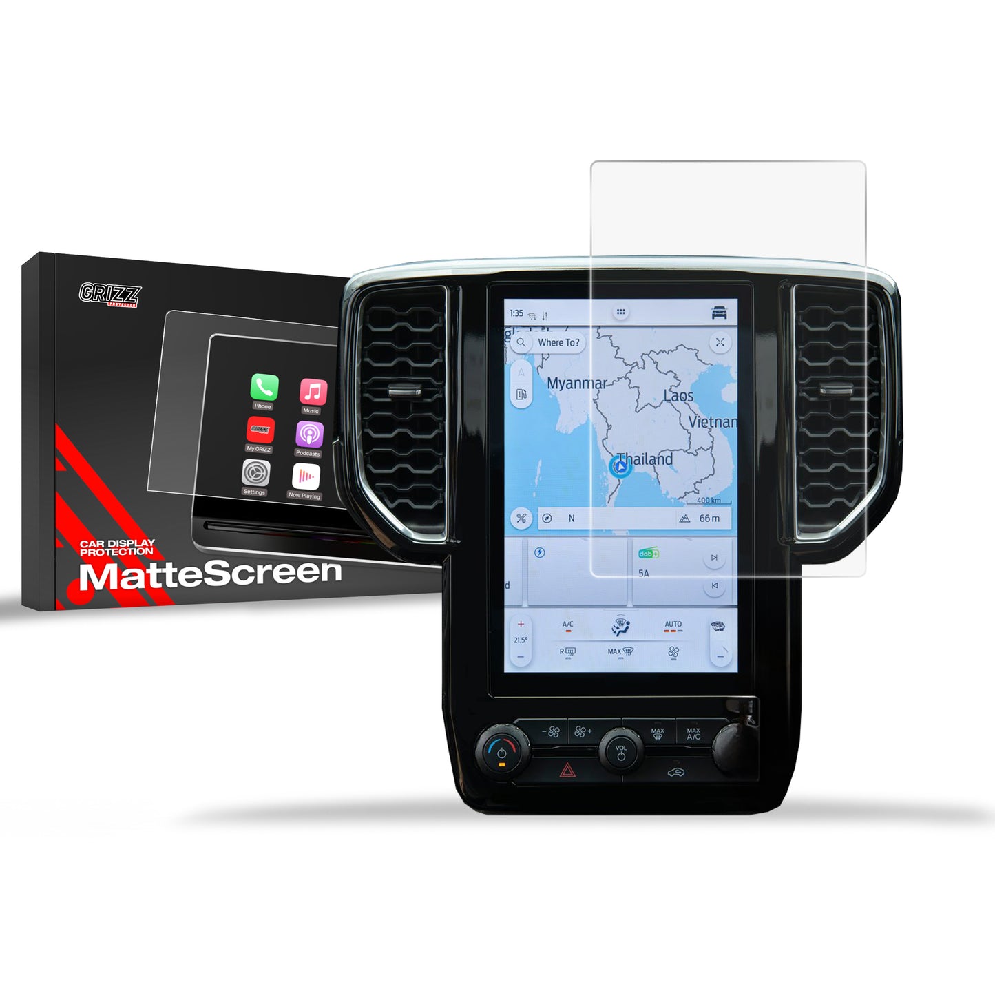 Anti-fingerprint screen film Ford Ranger 6 10,1" (2022-2025) Matte Grizz