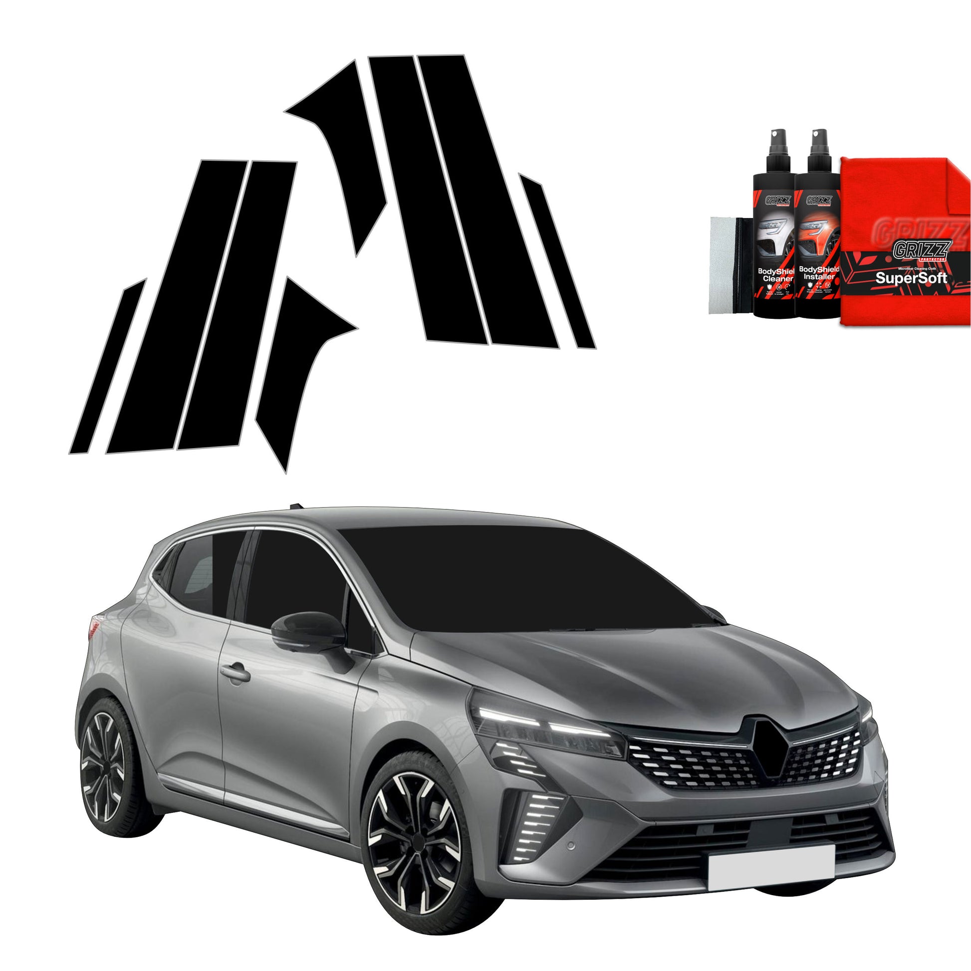 8in1 Juoda plėvelė statramsčiams Renault Clio (2020-2024)