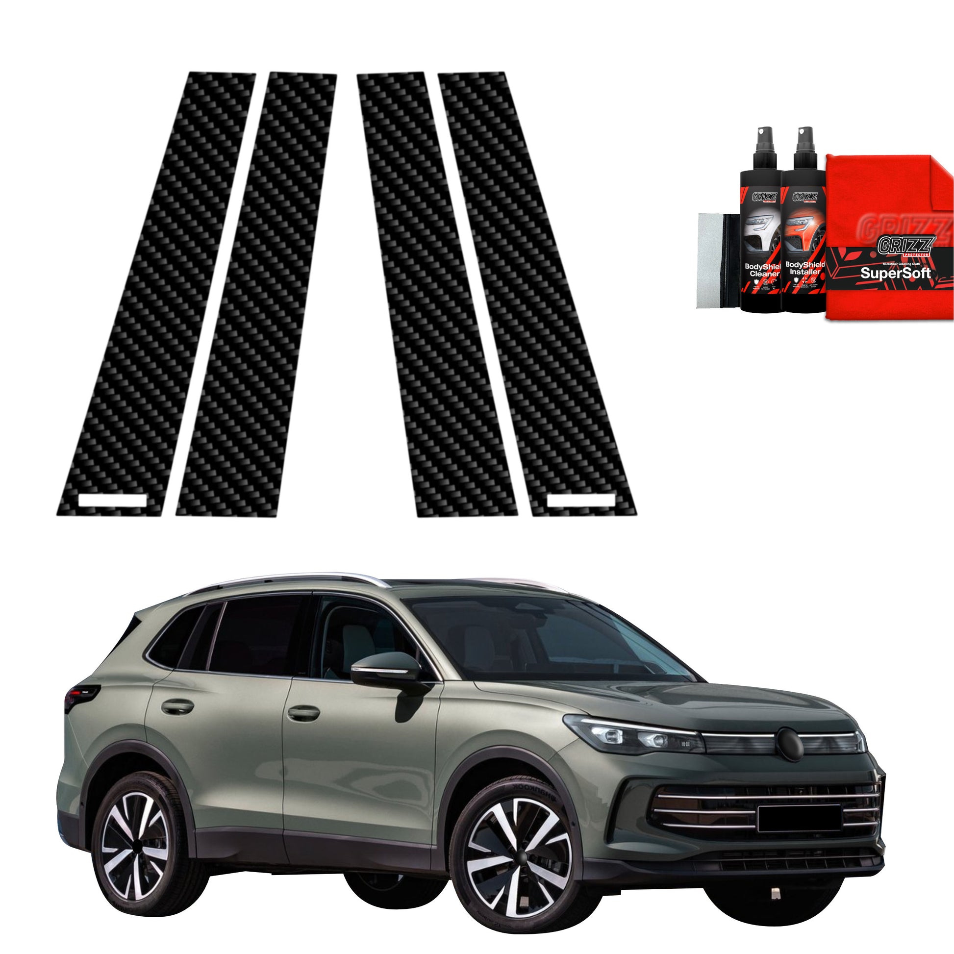 4in1 Anglies pluošto plėvelė statramsčiams Volkswagen VW Tiguan 3 (2024-2025)