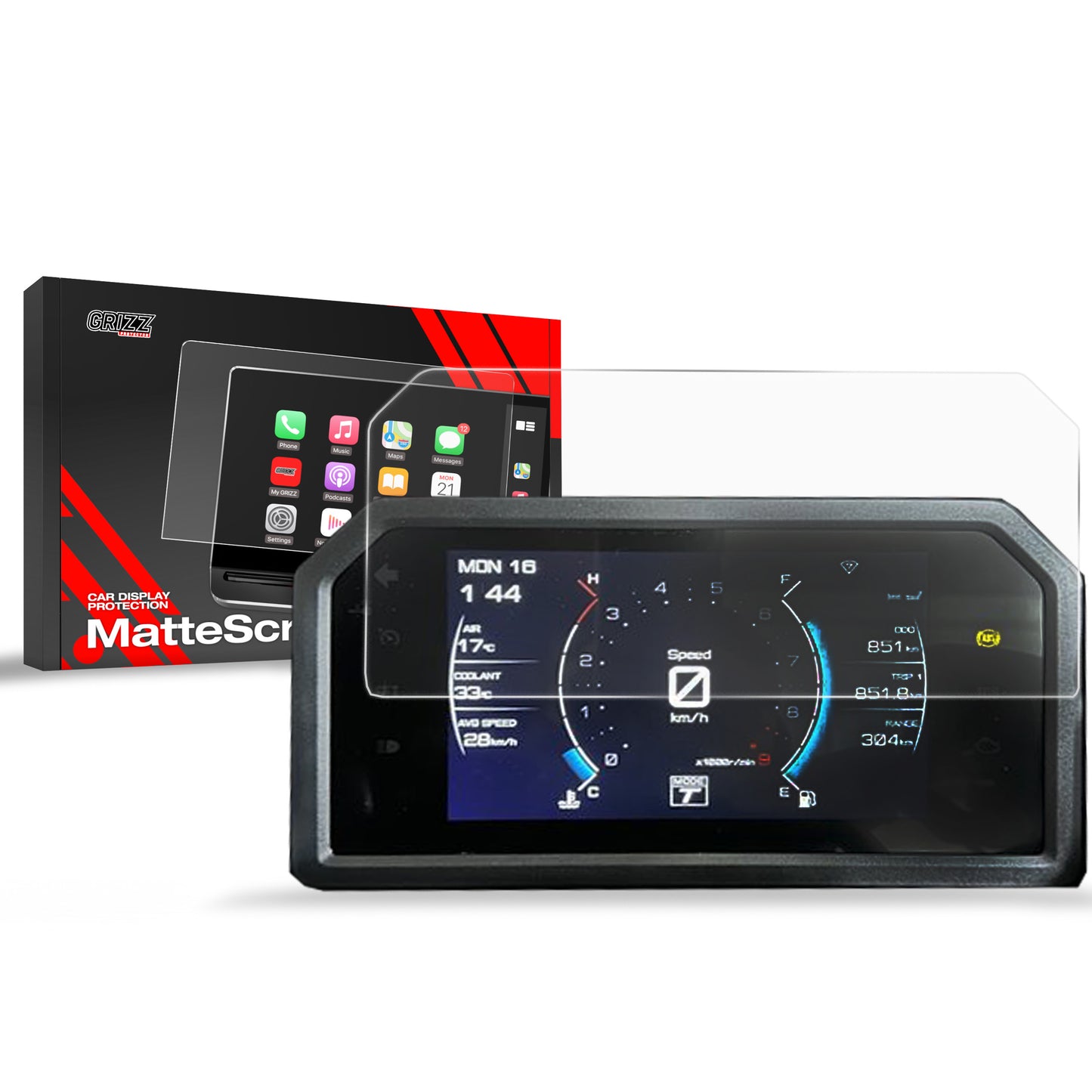 Anti-fingerprint screen film Yamaha TMAX 7" (2024-2025) Matte Grizz