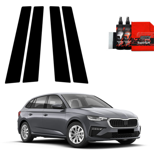 4in1 Juoda plėvelė statramsčiams Skoda Scala (2023-2025)
