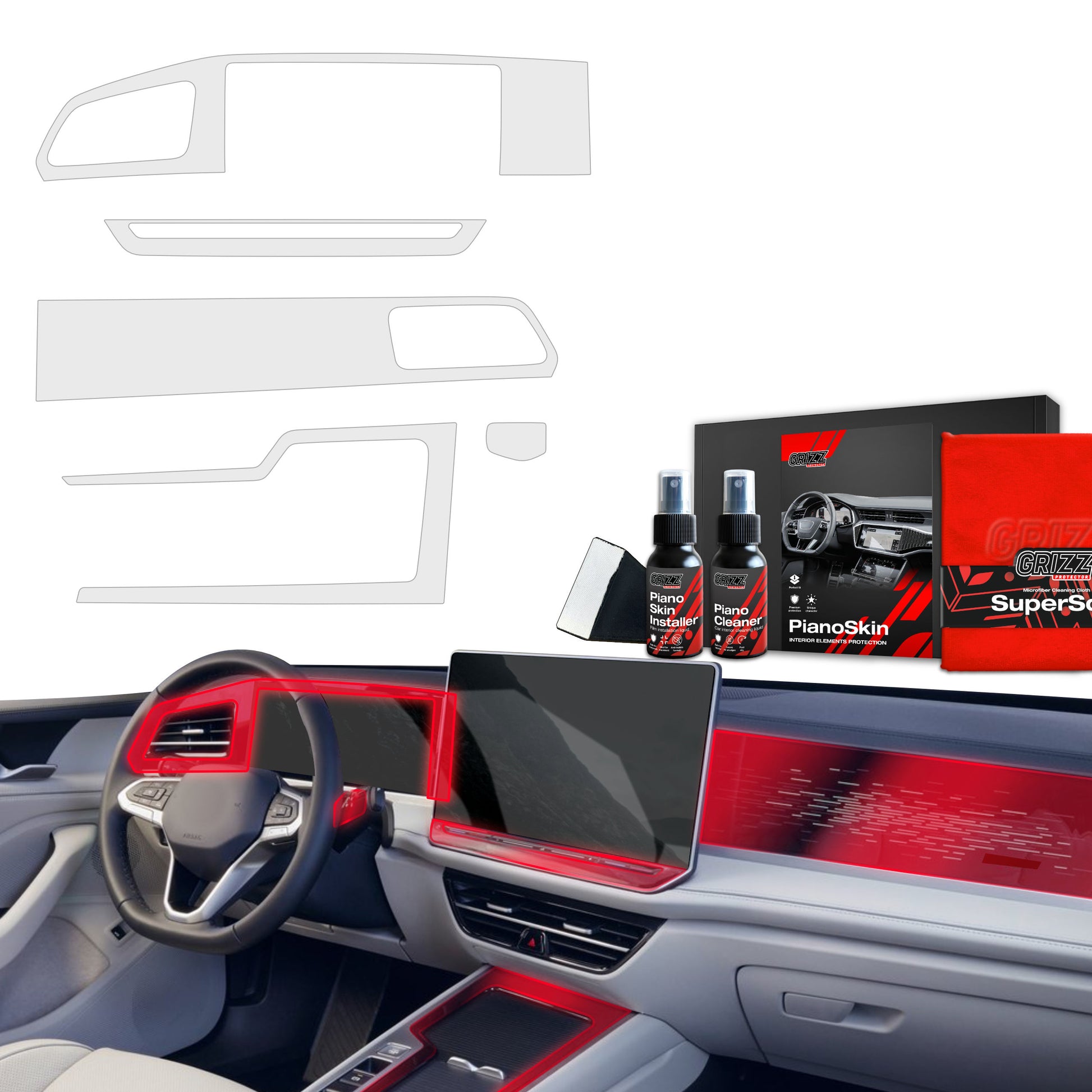 5in1 Grizz protective interior film Volkswagen Passat B9 15" (2024-2025) Anti-fingerprint PianoSkin