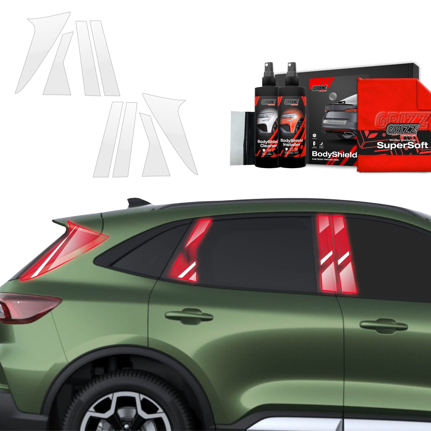 8in1 Protective film for pillars for Ford Kuga Active Facelift (2024-2025)