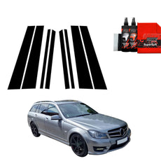 8in1 Juoda plėvelė statramsčiams Mercedes Benz C Klasa S204 Kombi Facelifting (2011-2014)