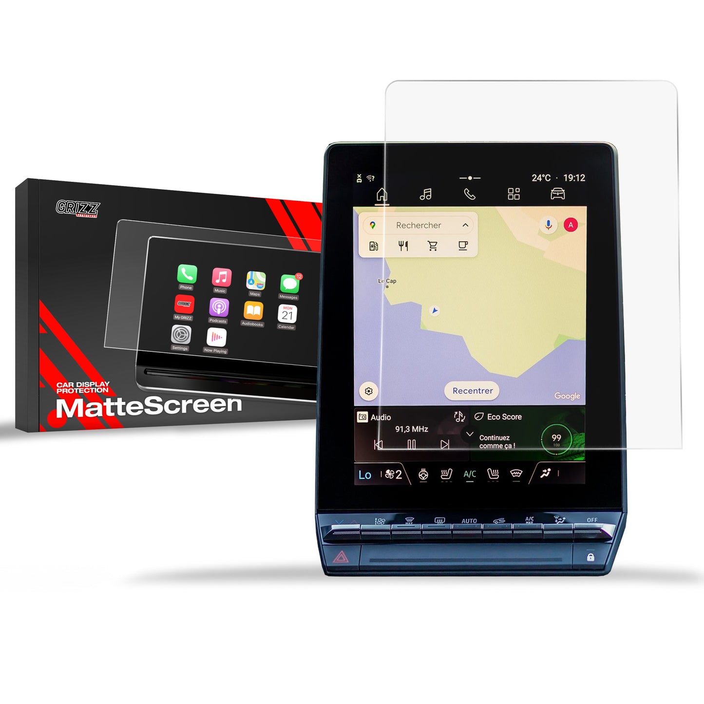 Anti-fingerprint screen film Renault Captur 10,4" (2024-2025) Matte Grizz