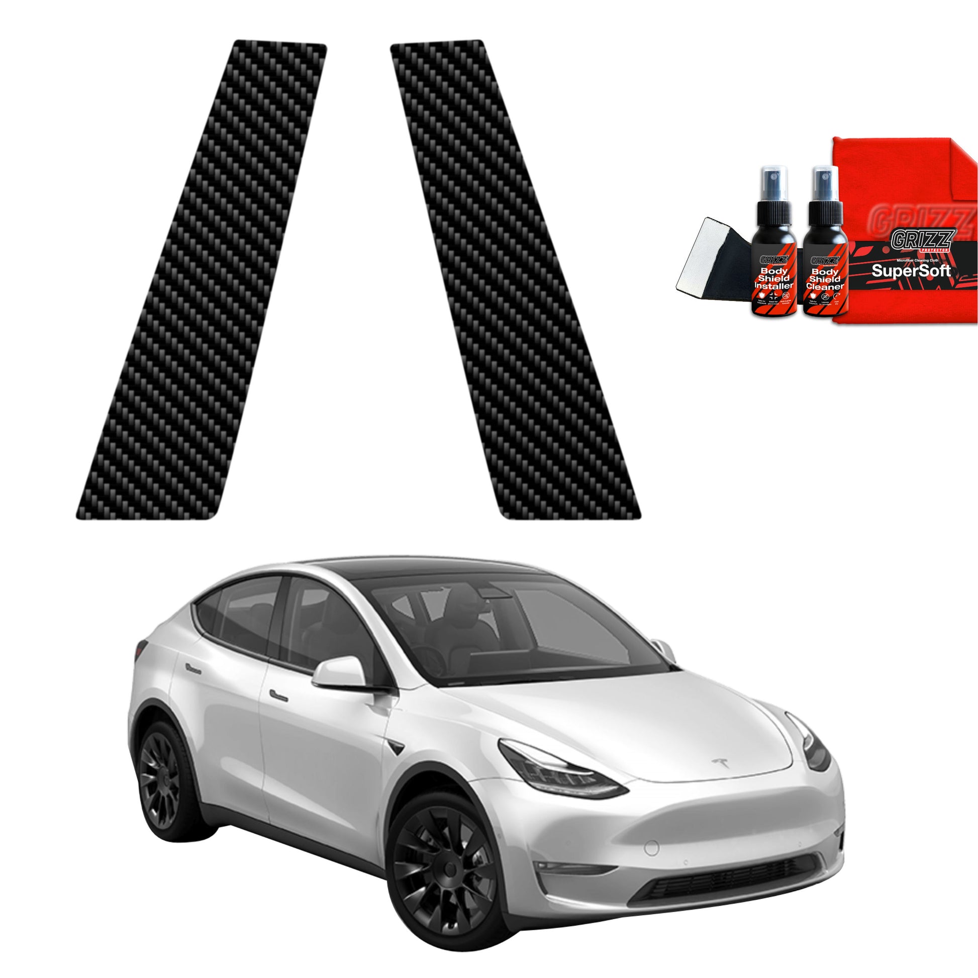 2in1 Anglies pluošto plėvelė statramsčiams Tesla Model Y (2020-2024)