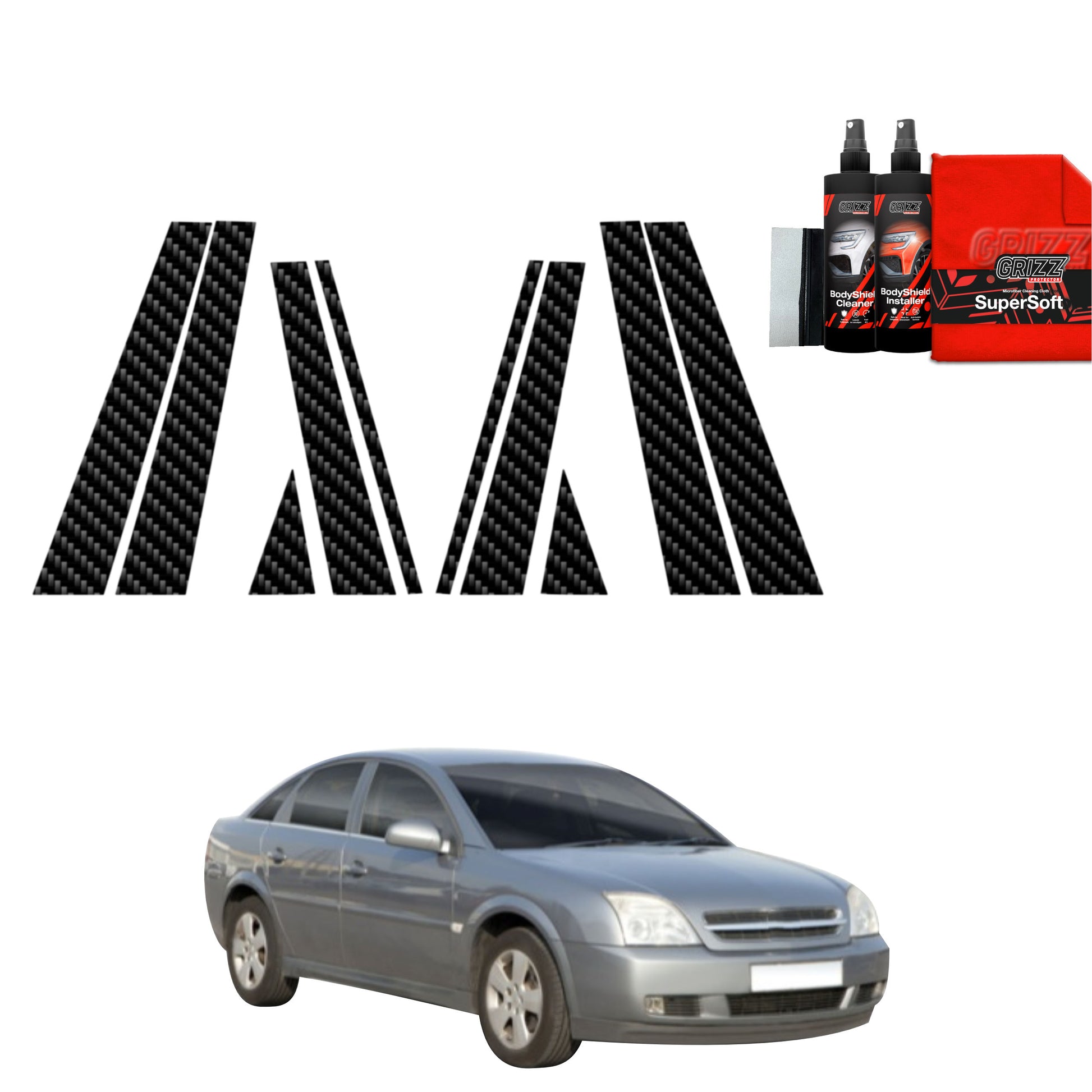 10in1 Carbon fiber film for pillars Opel Vectra C Liftback (2002-2005)