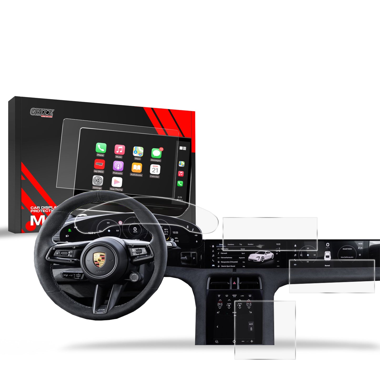 Anti-fingerprint screen film Porsche Taycan (2019-2025) Matte Grizz 4in1