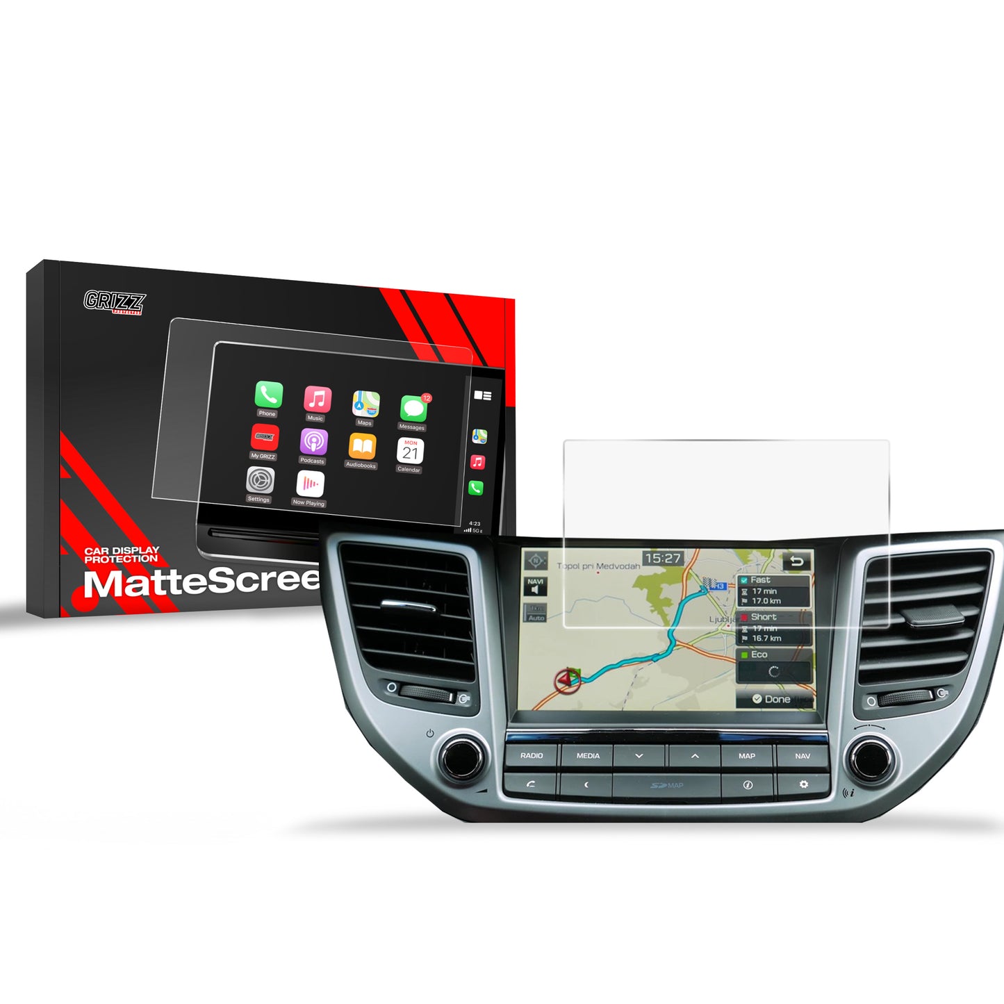 Anti-fingerprint screen film Hyundai Tucson (2015-2019) Matte Grizz