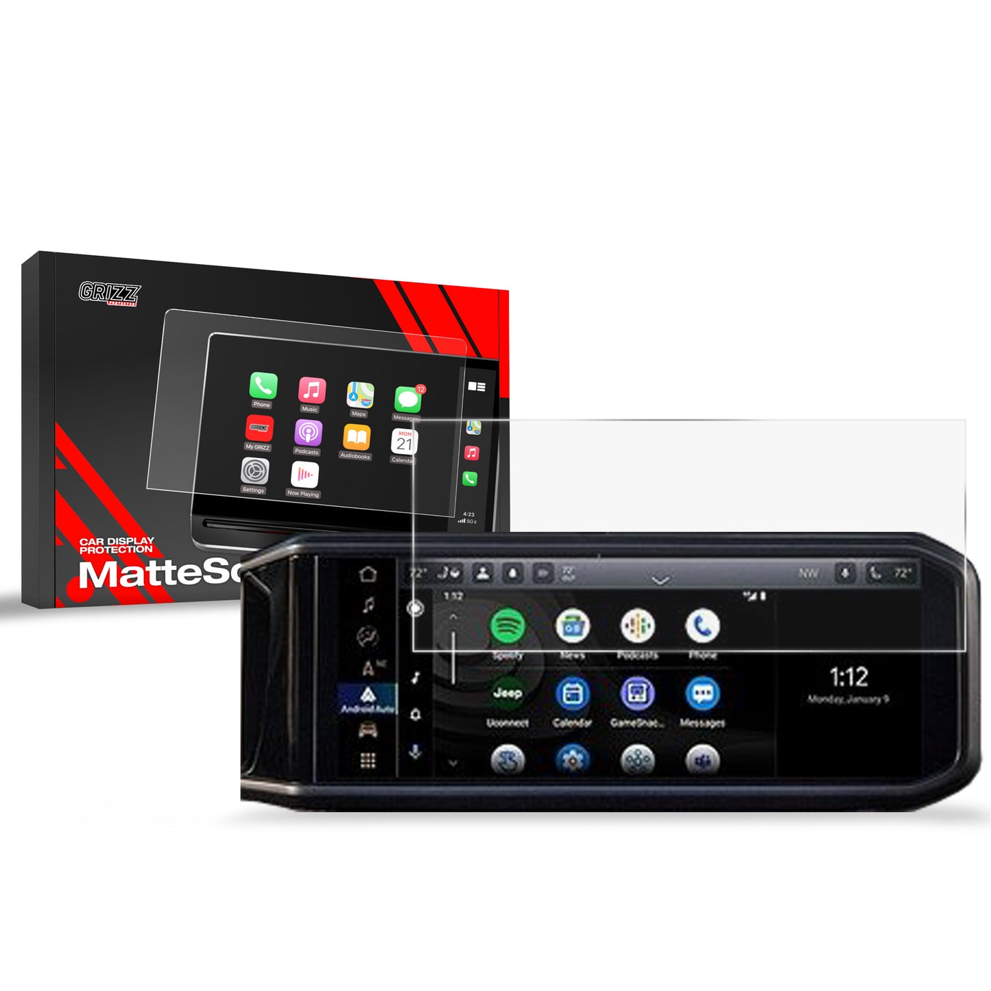 Anti-fingerprint screen film Jeep Wrangler 12,3" (2024-2025) Matte Grizz
