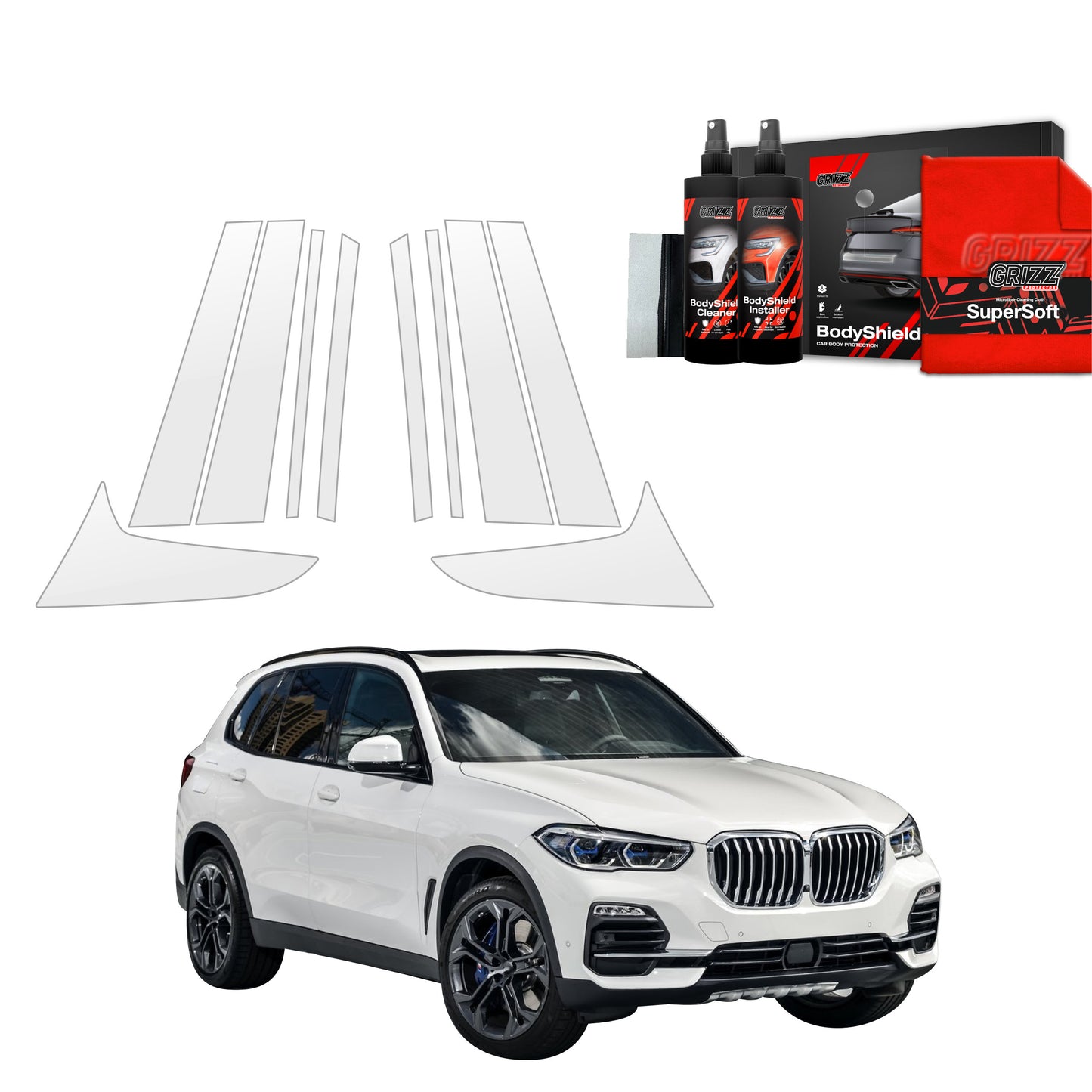 10in1 Protective film for pillars for BMW X5 (2018-2023)