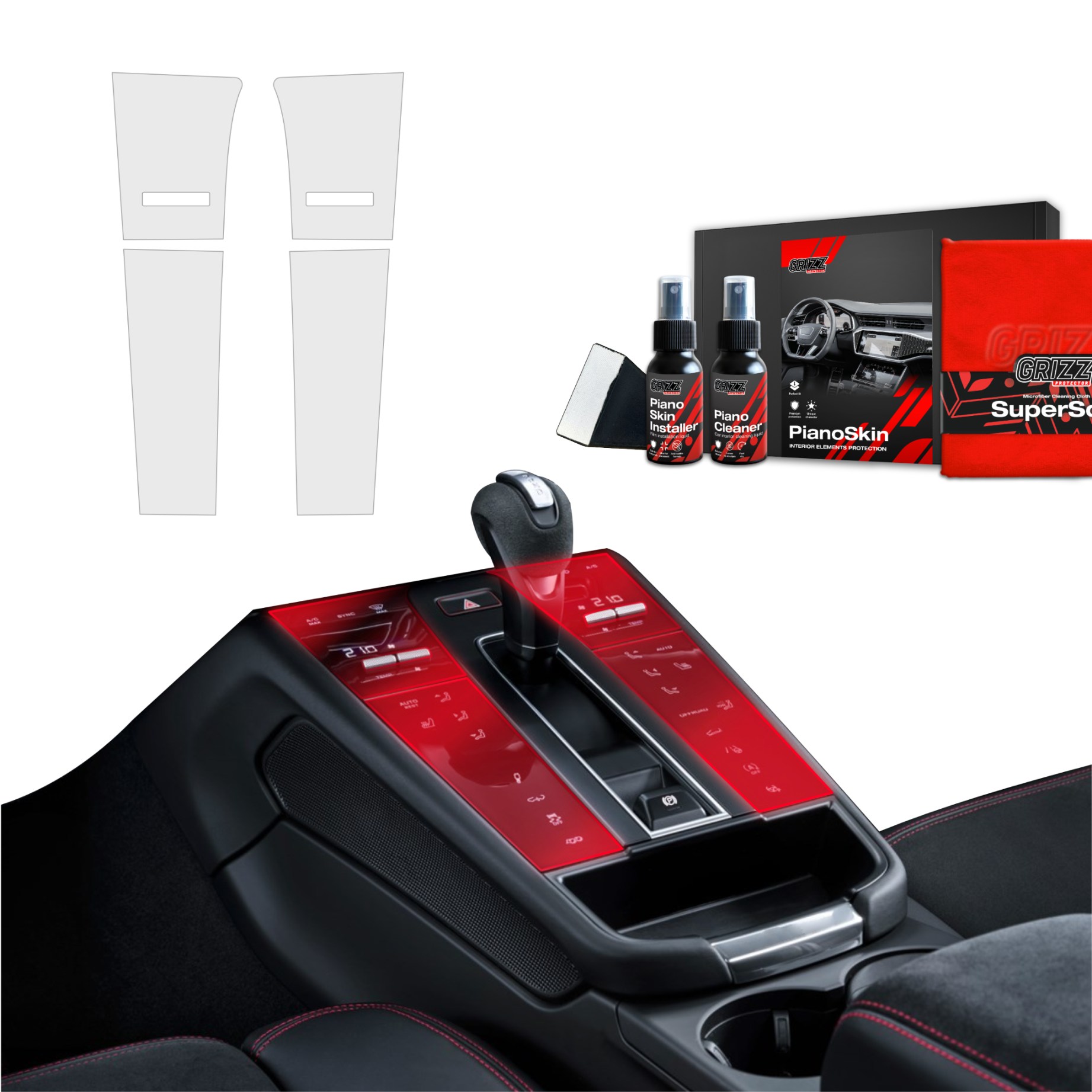 4in1 Grizz protective interior film Porsche Macan S (2021-2024) Anti-fingerprint PianoSkin