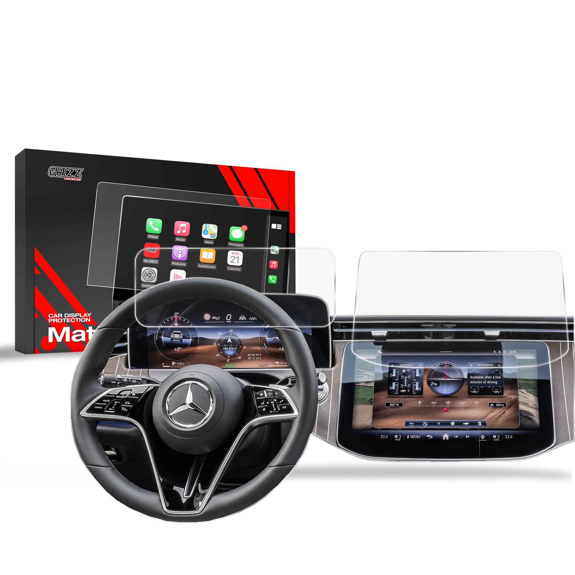 Ekrano plėvelė nuo pirštų atspaudų Mercedes E Klasa W214 WideEkranas (2023-2025) Matine Grizz 2in1