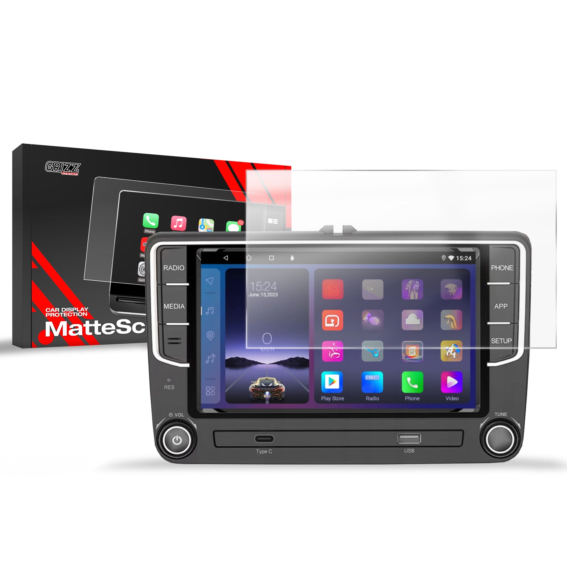 Ekrano plėvelė nuo pirštų atspaudų Android Radio 2DIN 7" Volkswagen VW Skoda Seat Matine Grizz