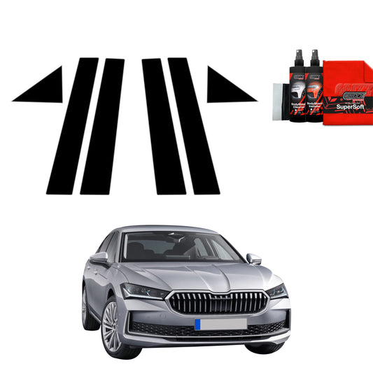 6in1 Juoda plėvelė statramsčiams Skoda Superb 4 Liftback (2024-2025)