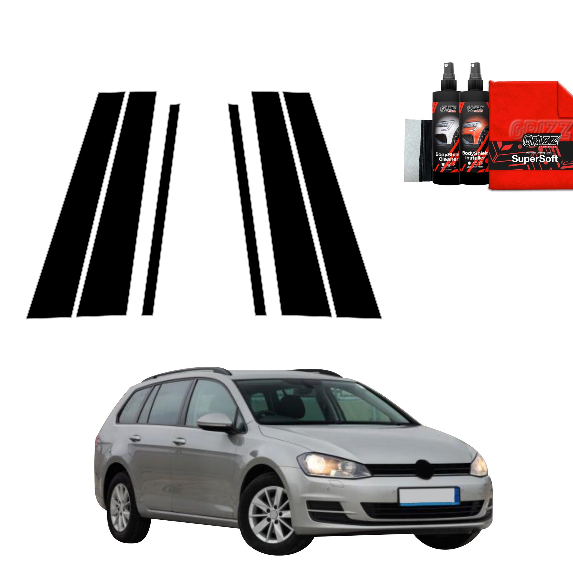 6in1 Black film for pillars Volkswagen Golf 7 Variant (2013-2020)