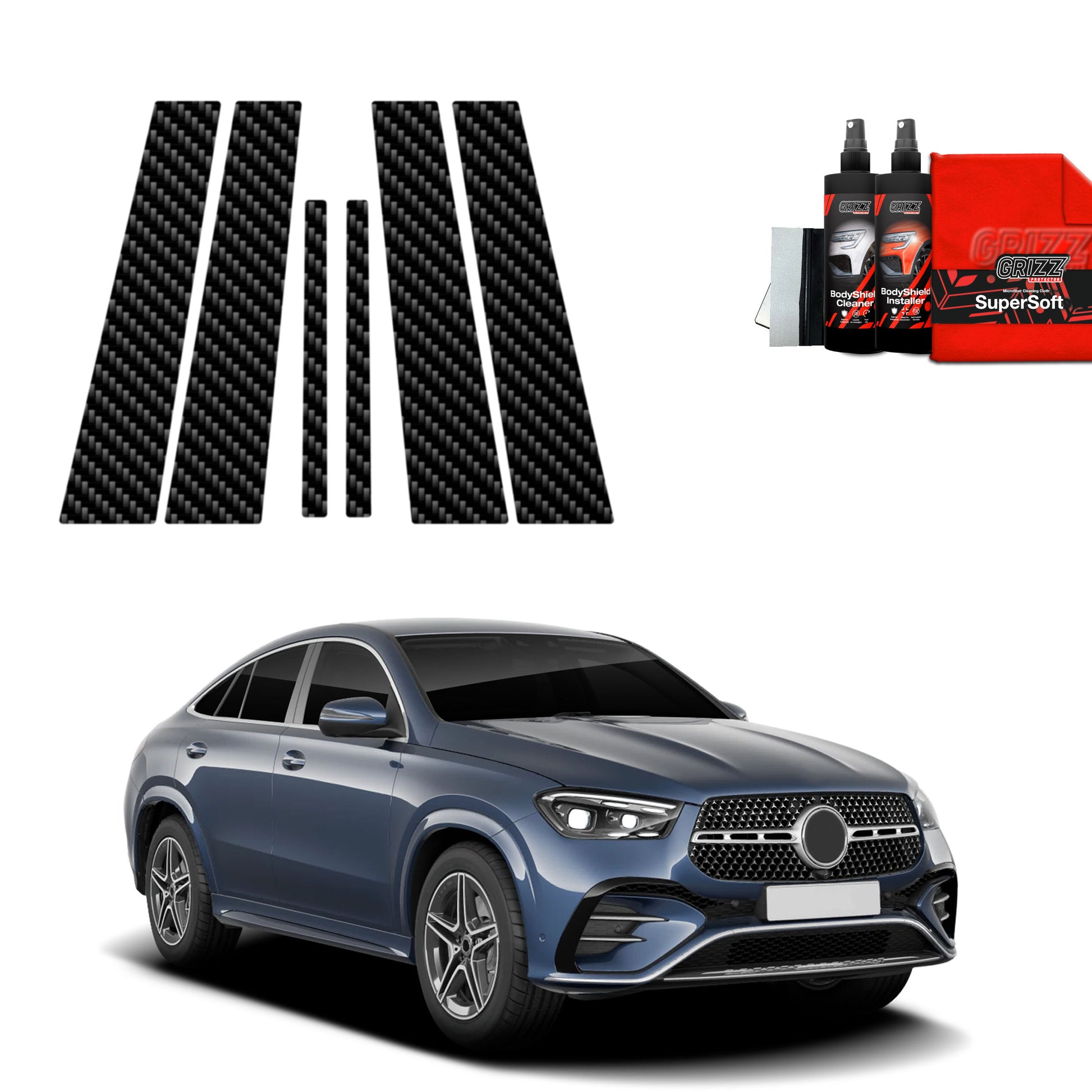 6in1 Anglies pluošto plėvelė statramsčiams Mercedes GLE 450d (2023-2025)