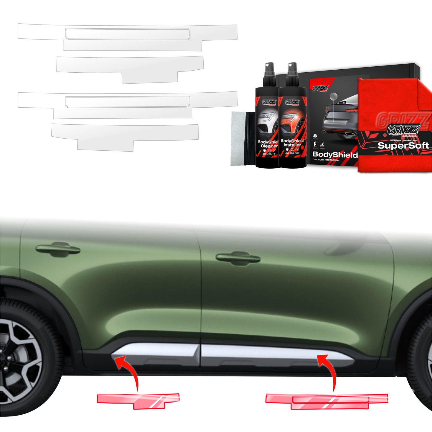 4in1 Protective film for door sills with covers for Ford Kuga Active Facelift (2024-2025)