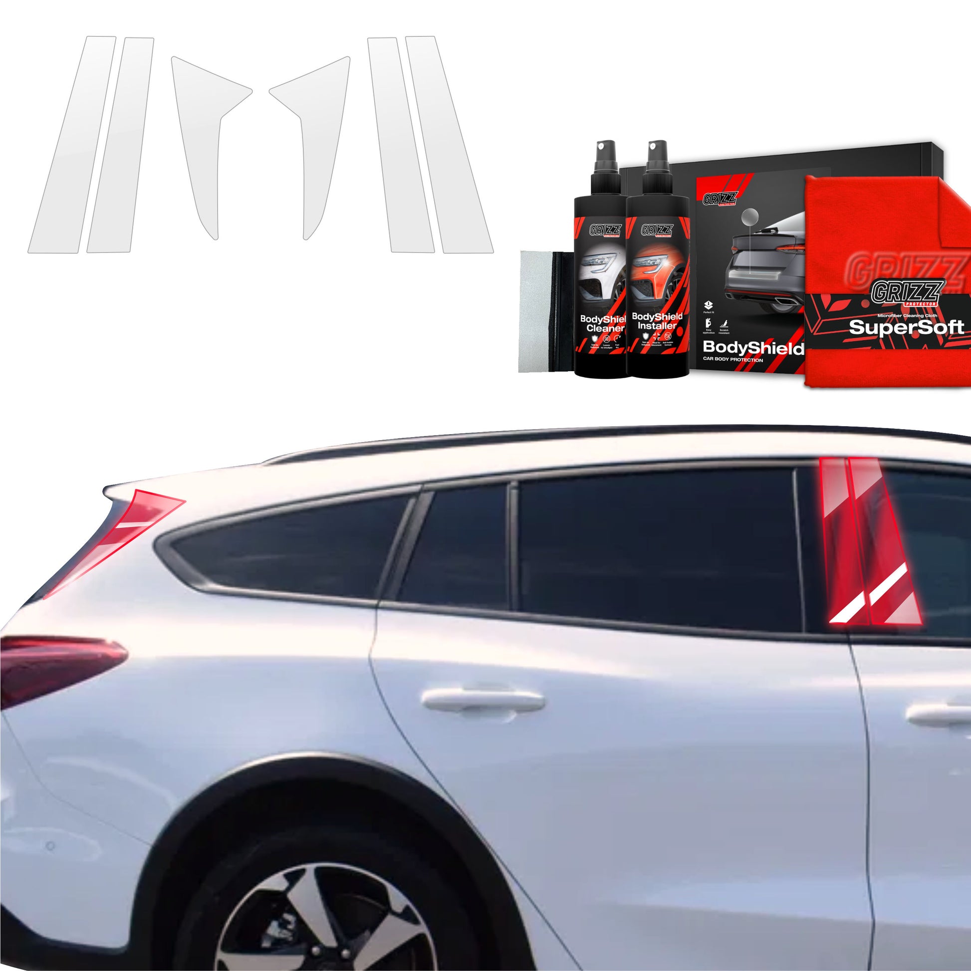 6in1 Protective film for pillars Ford Focus Active X Kombi Facelift (2021-2025)
