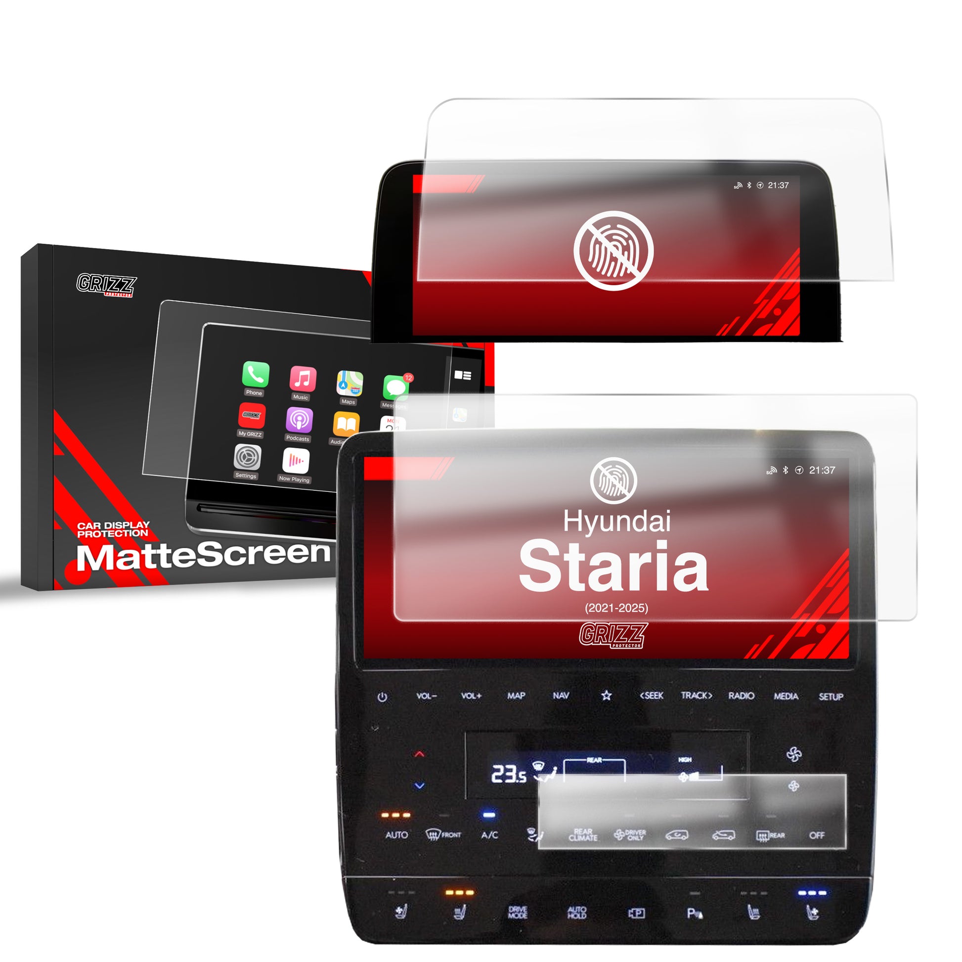 Anti-fingerprint screen protector Hyundai Staria 10.25" (2021-2025) Matte Grizz 3in1