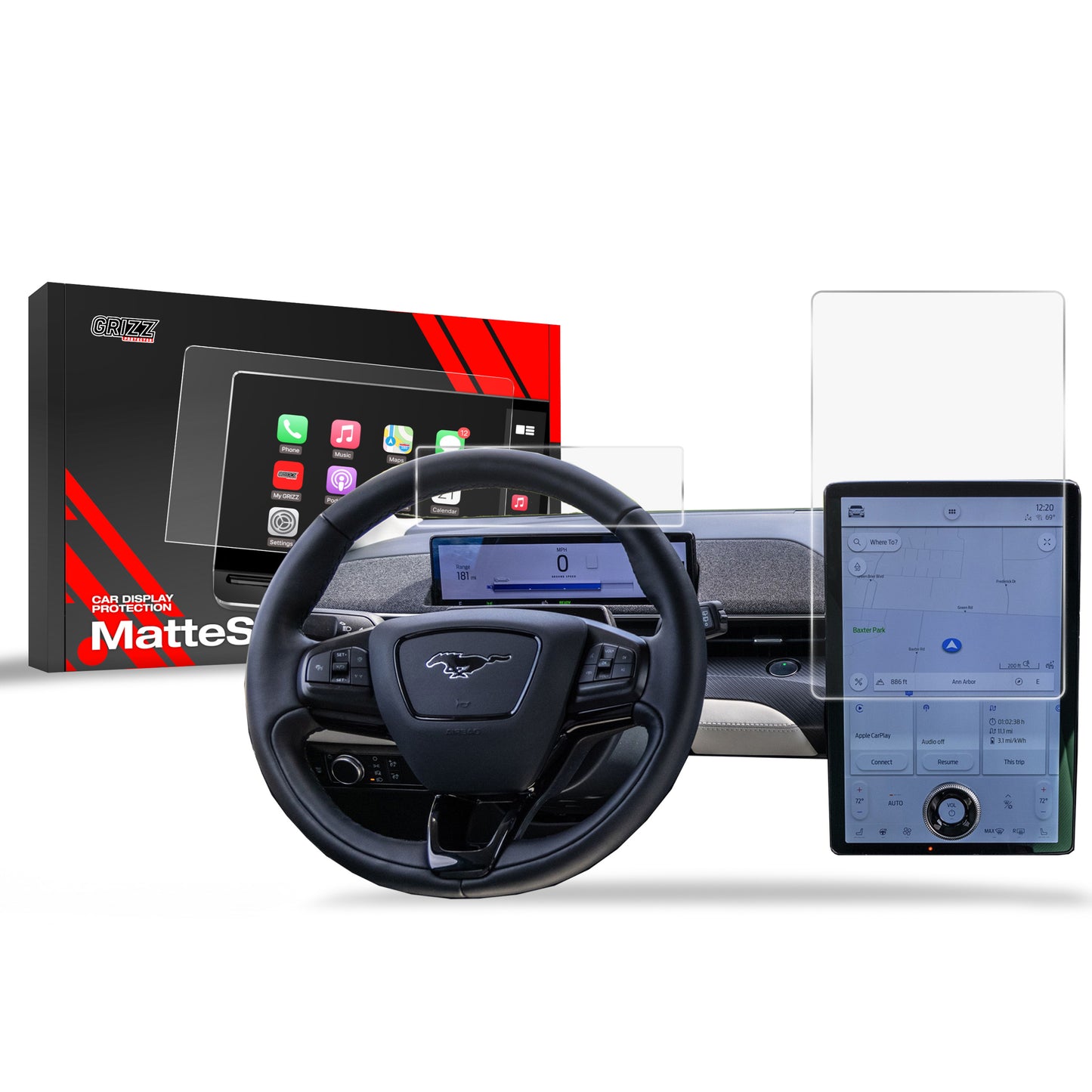 Anti-fingerprint screen film Ford Mustang Mach-E (2020-2025) Matte Grizz 2in1